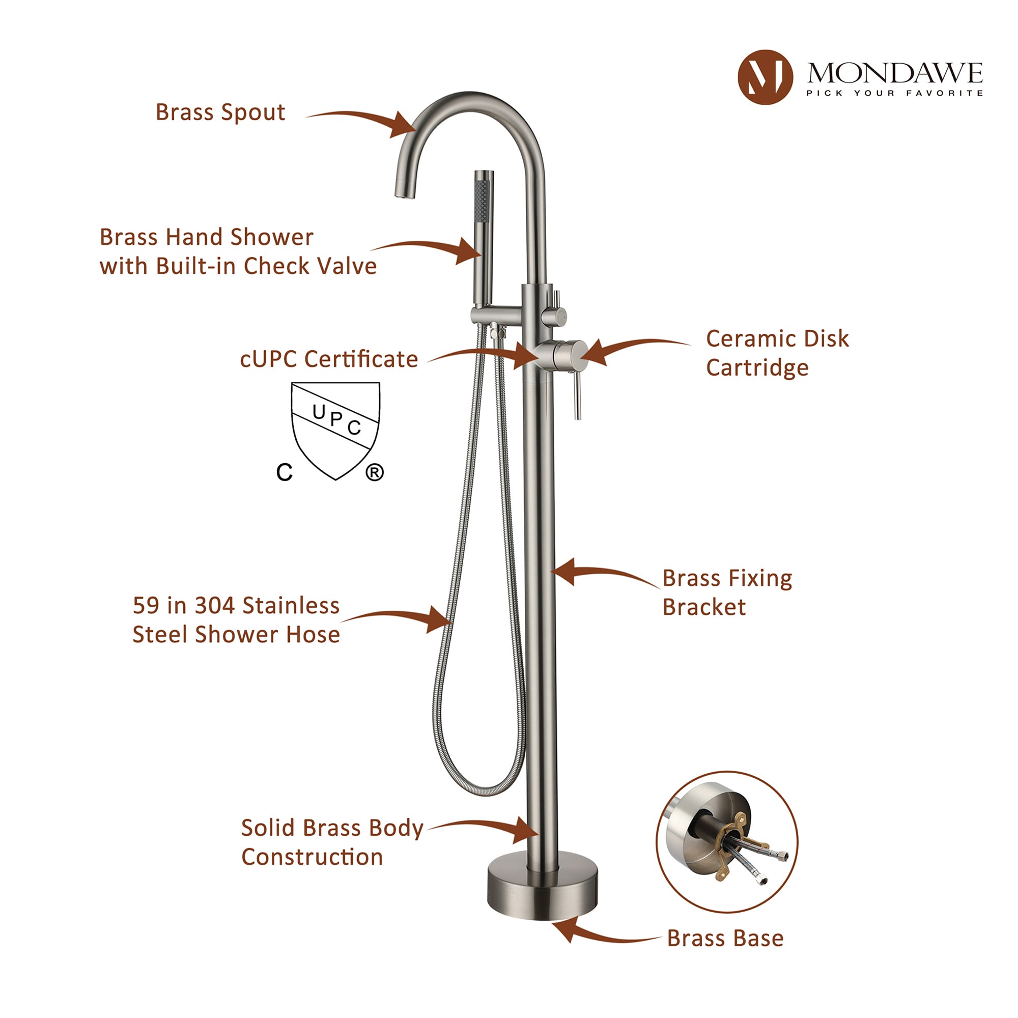 Mondawe AM-S123C-CH Roman-Tub-Faucets - View #11