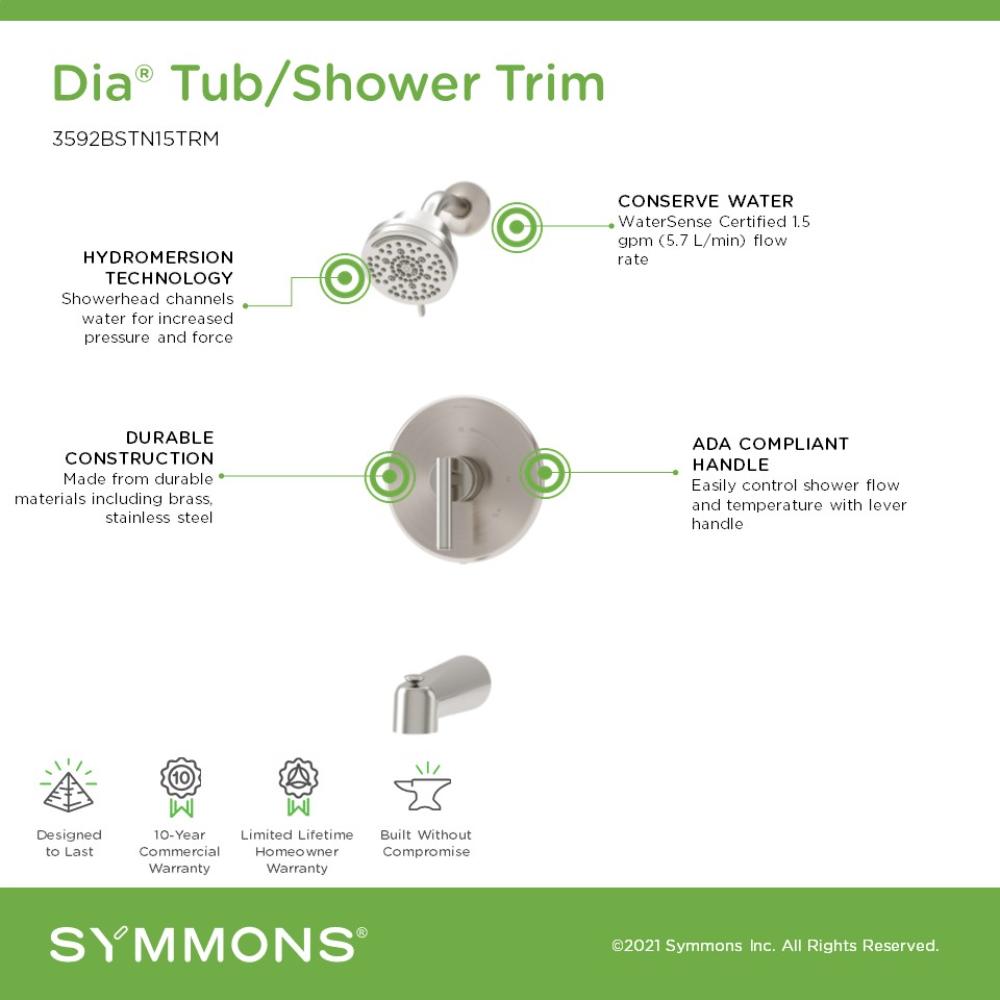 Symmons 3592BSTN15TRM Tub-Shower-Faucets - View #3