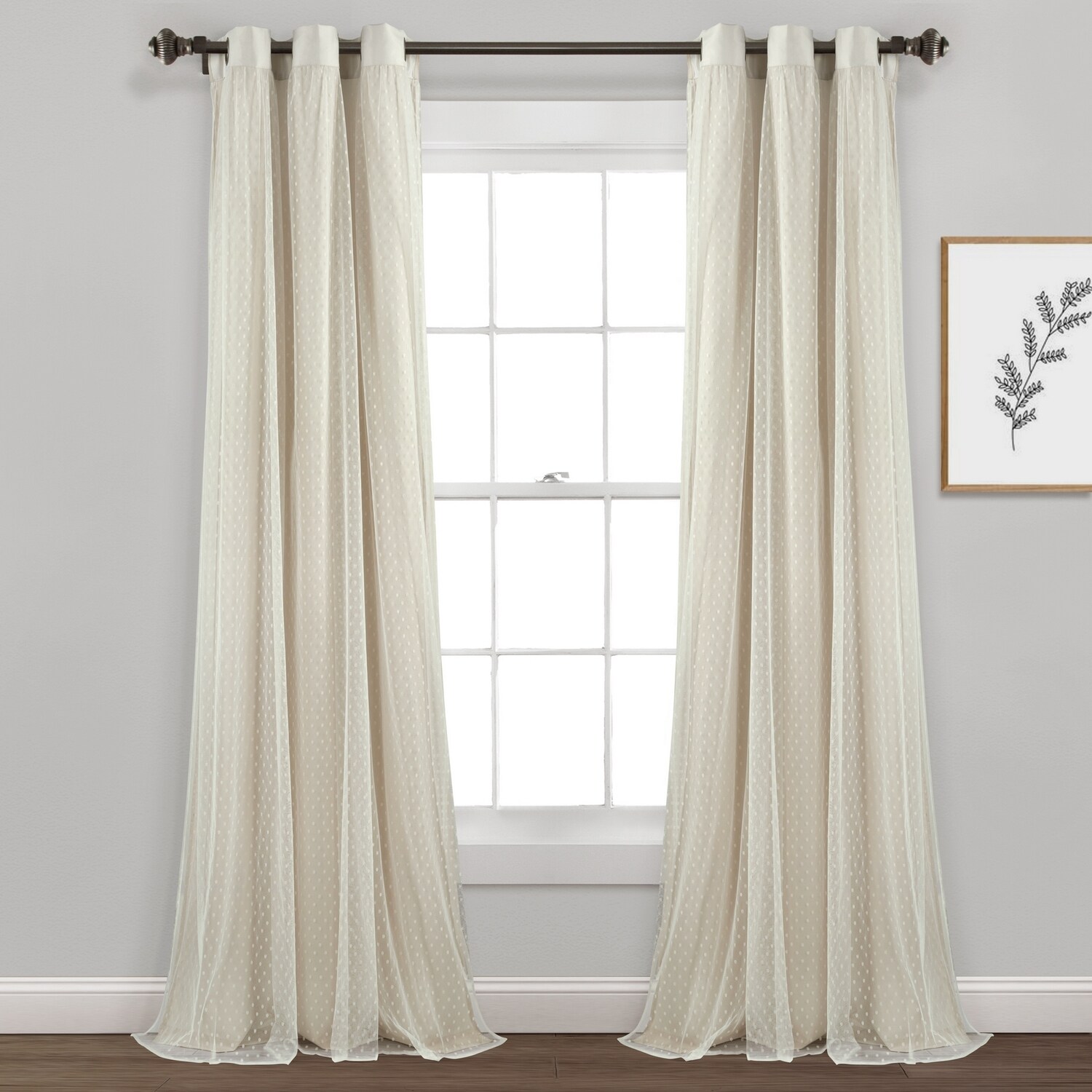 Lush Decor 84-in Neutral Polka Dot Sheer Grommet Single Curtain Panel ...