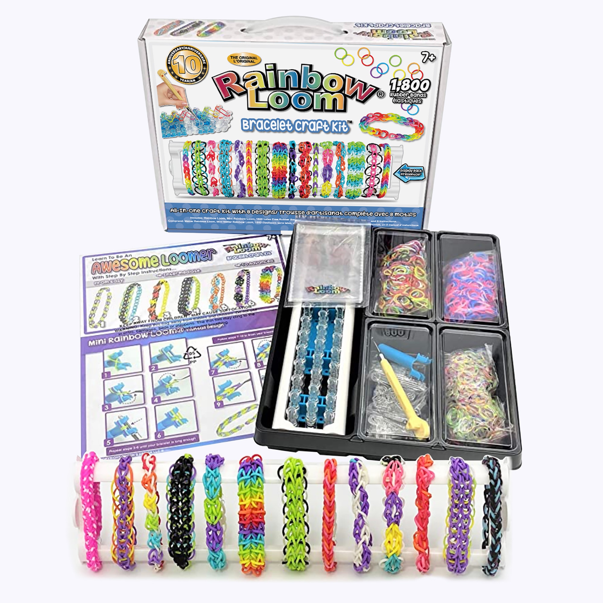 Rainbow Loom Bracelet Craft Kit - Creative Play Set with 1,800 Assorted  Rubber Bands and Metal Hook in the Kids Play Toys department at