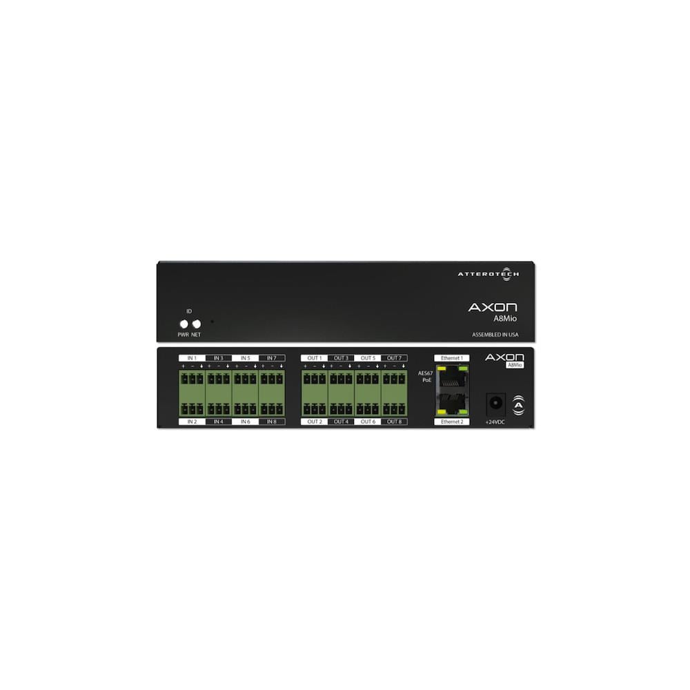  TCNCD388004 Attero Tech AXONA8MIO 8 Channel Mic, Line Iand O Interface PoE or 24VDC AES67