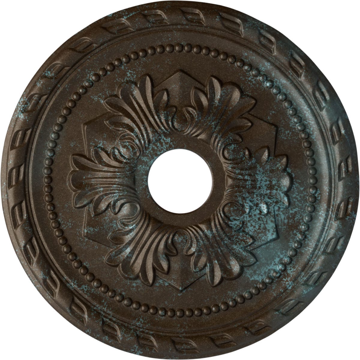 Ekena Millwork CM20PMBBS Palmetto 20.875-in W x 20.875-in L Painted Bronze Blue Patina Polyurethane Whole Ceiling Medallion