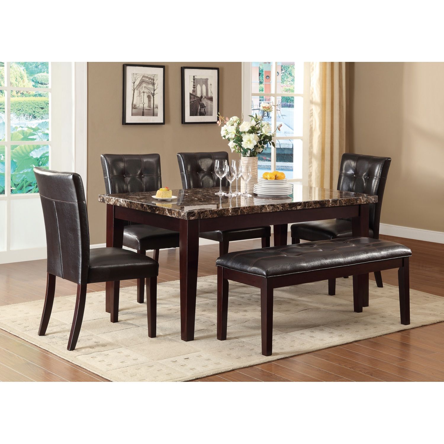 JASMODER B011S00261 Espresso Contemporary/Modern Dining Room Set with Rectangular Table ( Seats 6 )