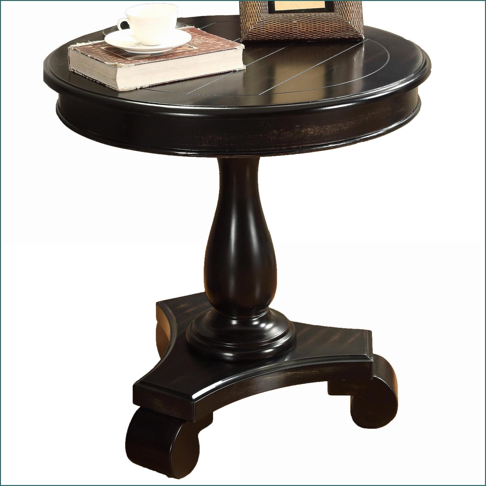 Watnature Black Round Wood Pedestal Coffee Table for Living Room 26 ...