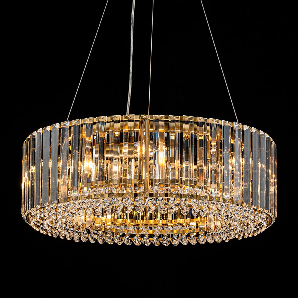 Craggie Gold Crystal Drum Chandelier with Adjustable Height