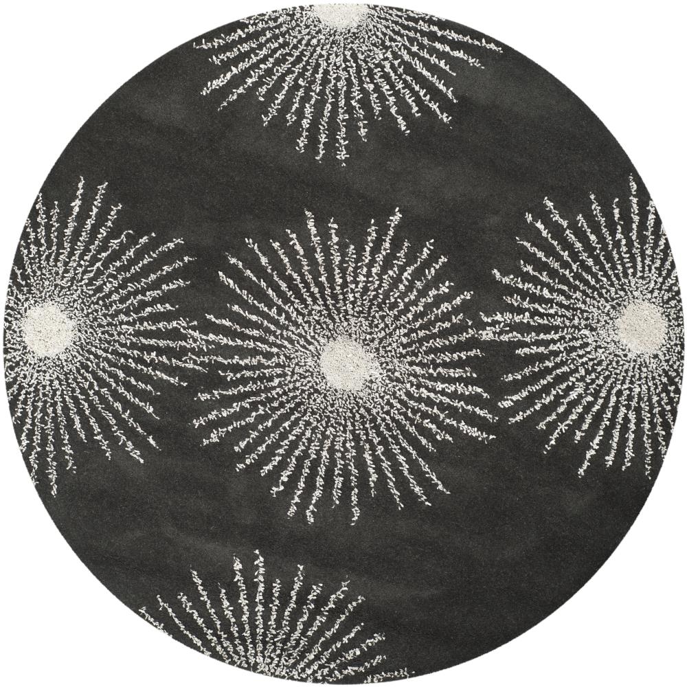 Safavieh SOH712H-6R Soho Starburst 6 x 6 (ft) Tufted Wool Charcoal/Ivory Round Indoor Abstract Area rug