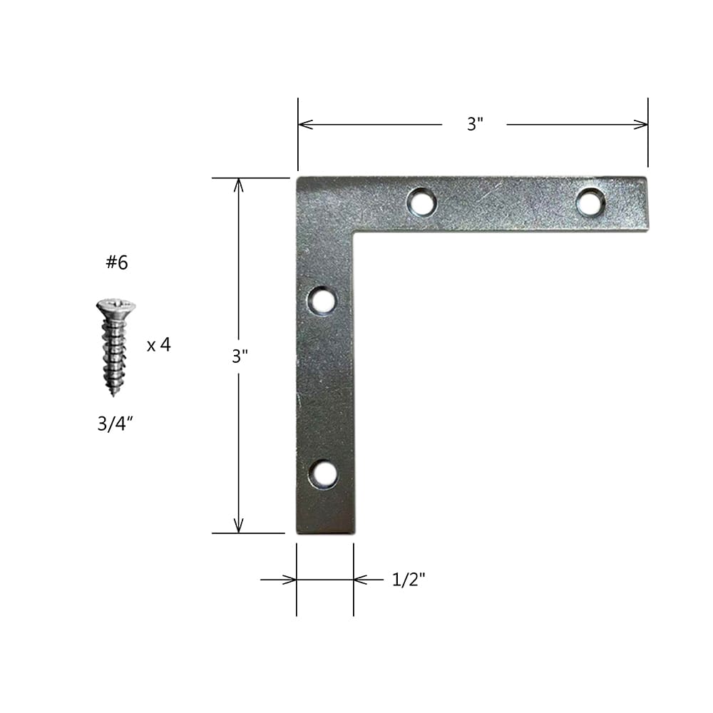 RELIABILT 3-in x 0.5-in x 3-in Zinc-plated Steel Flat Brace (4-Pack) in ...