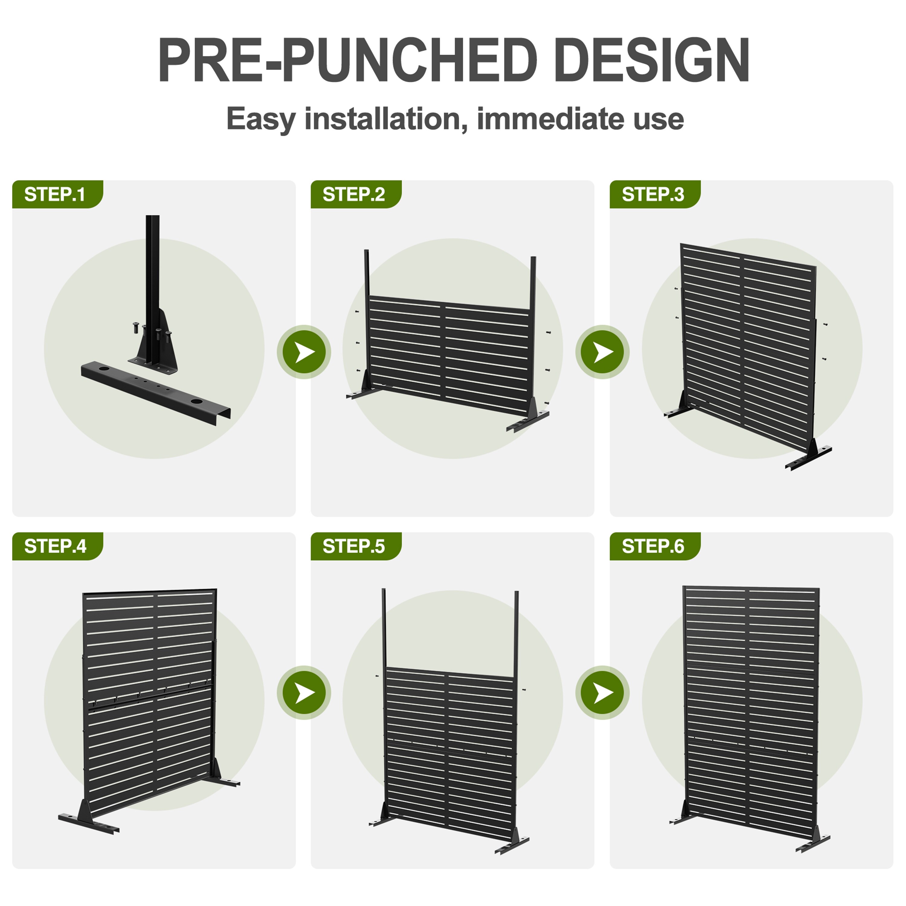 PexFix Black Metal Privacy Screen 72-in H x 47-in W Outdoor