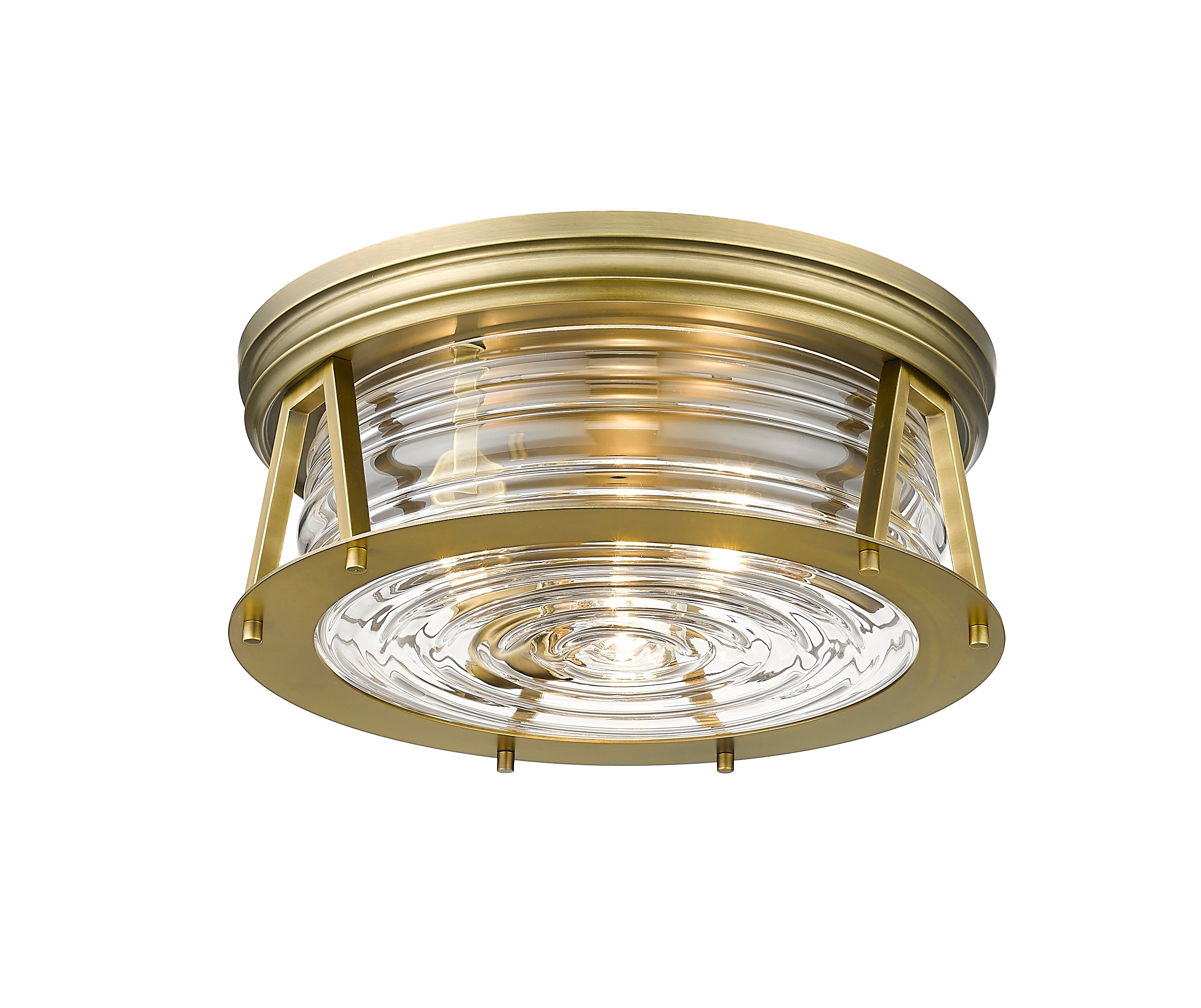 Rubbed Brass and Clear Glass 16" Flush Mount Ceiling Light