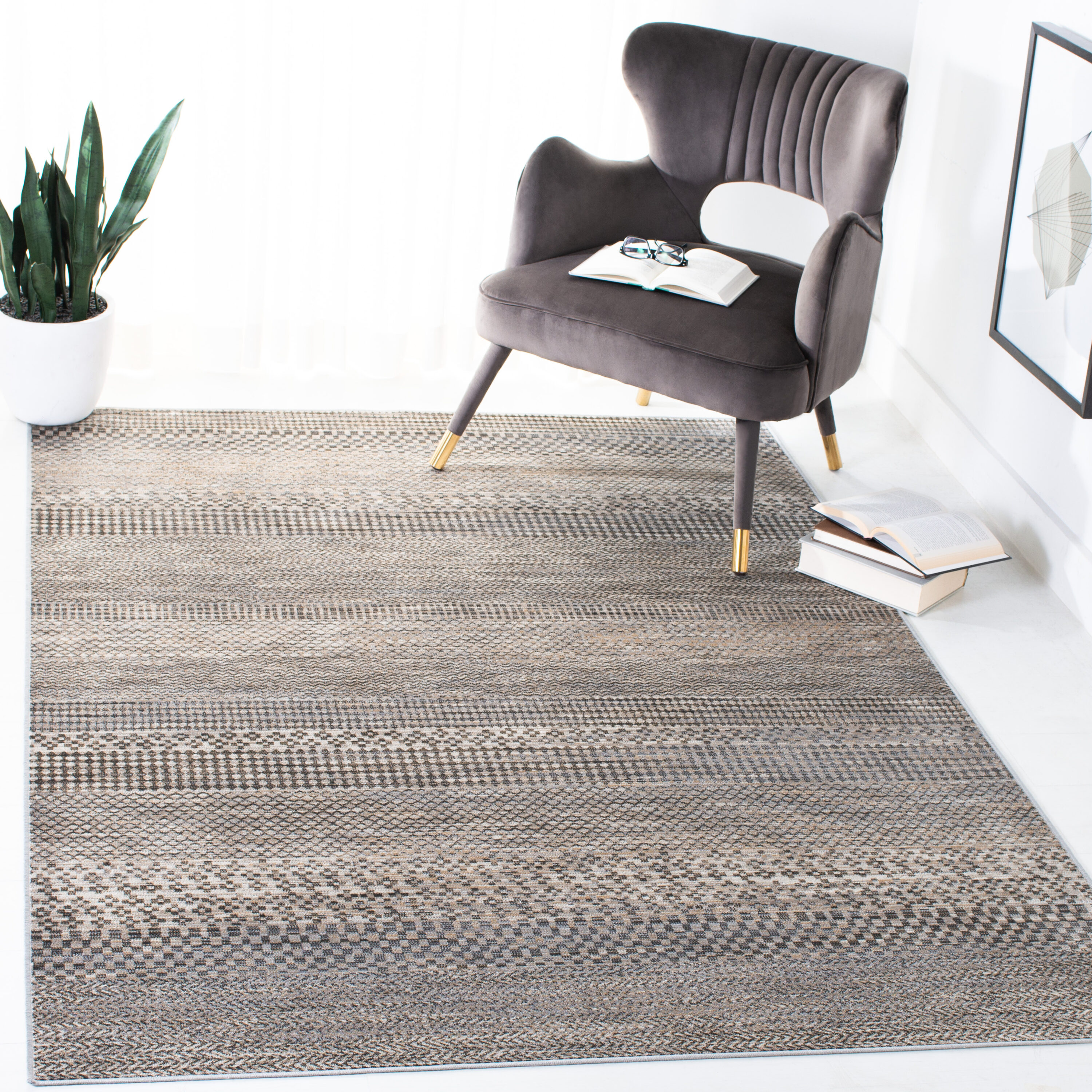 Atlas 978A Ivory Beige 5ft-3in x 7ft-7in Medium Rectangle Rug
