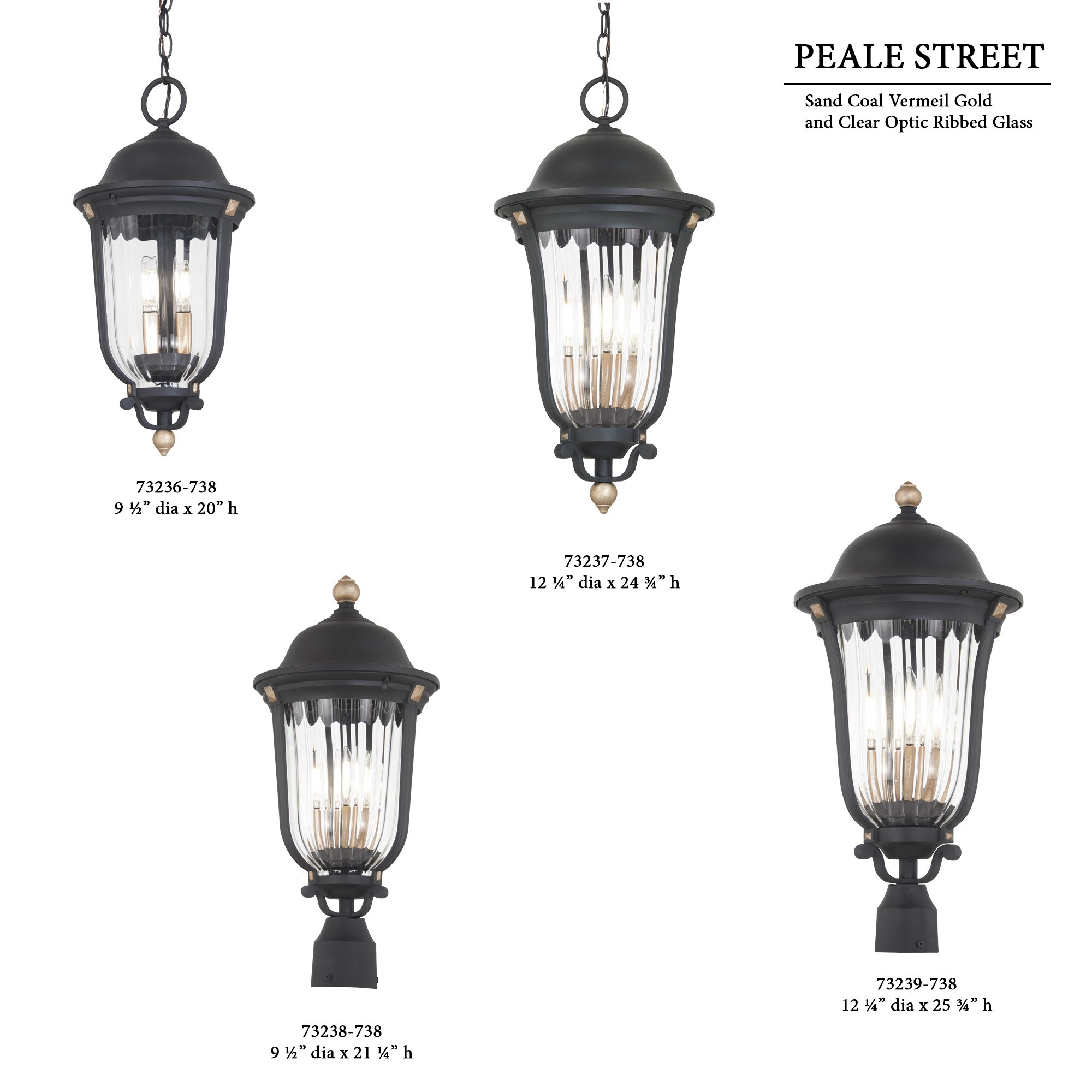 Peale Street 20" Sand Coal and Gold Outdoor Hanging Light