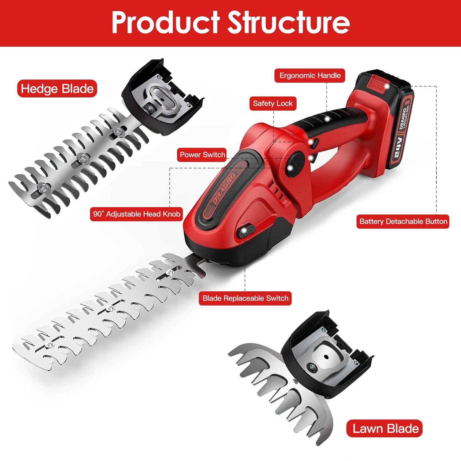 Tatayosi RY-02HGW4ZY Cordless-Hedge-Trimmers - View #2