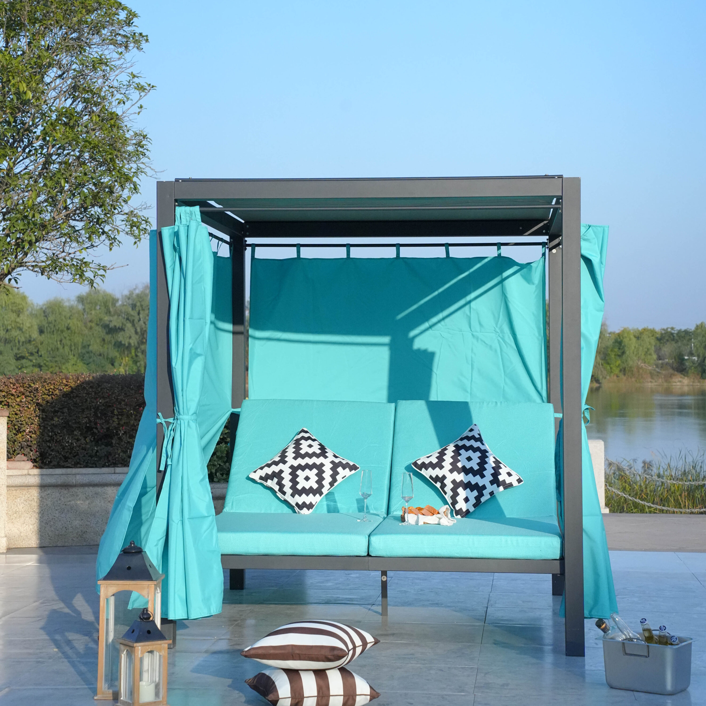 Moda Furnishings PAL-1129B-CYAN Patio-Conversation-Sets - View #4