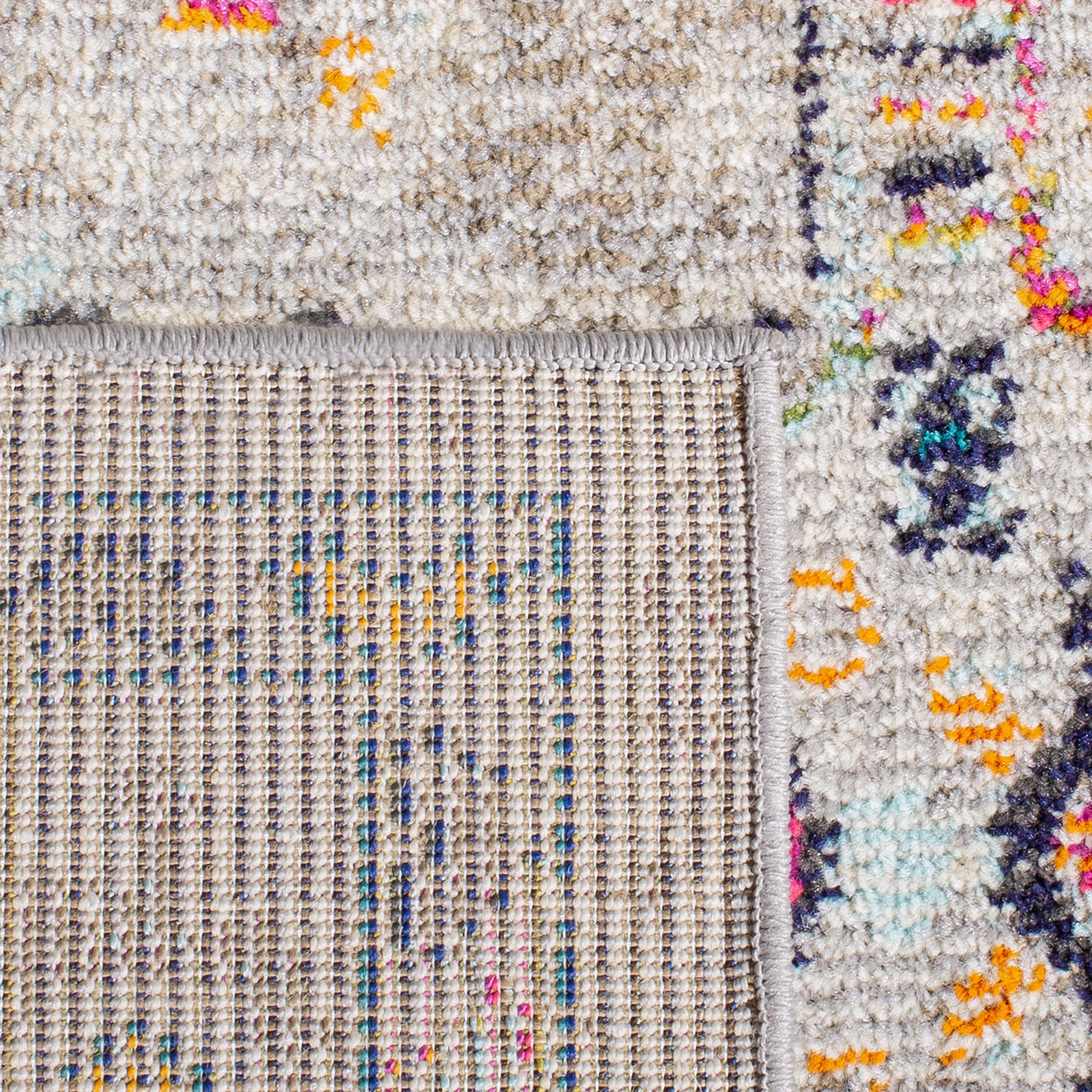 Metro-Mod Grey and Blue Flat Woven Synthetic Area Rug - 26"x16"