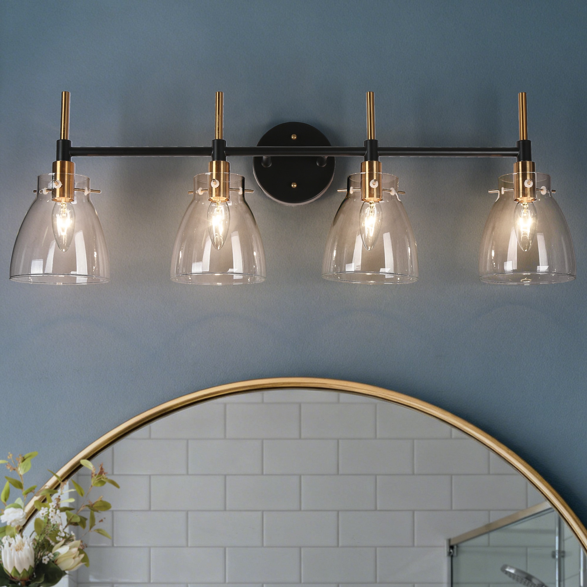 ZEVNI L3NQVMIQW4680SB7 Corney 30-in 4 -Light Matte Black Modern/contemporary Vanity light