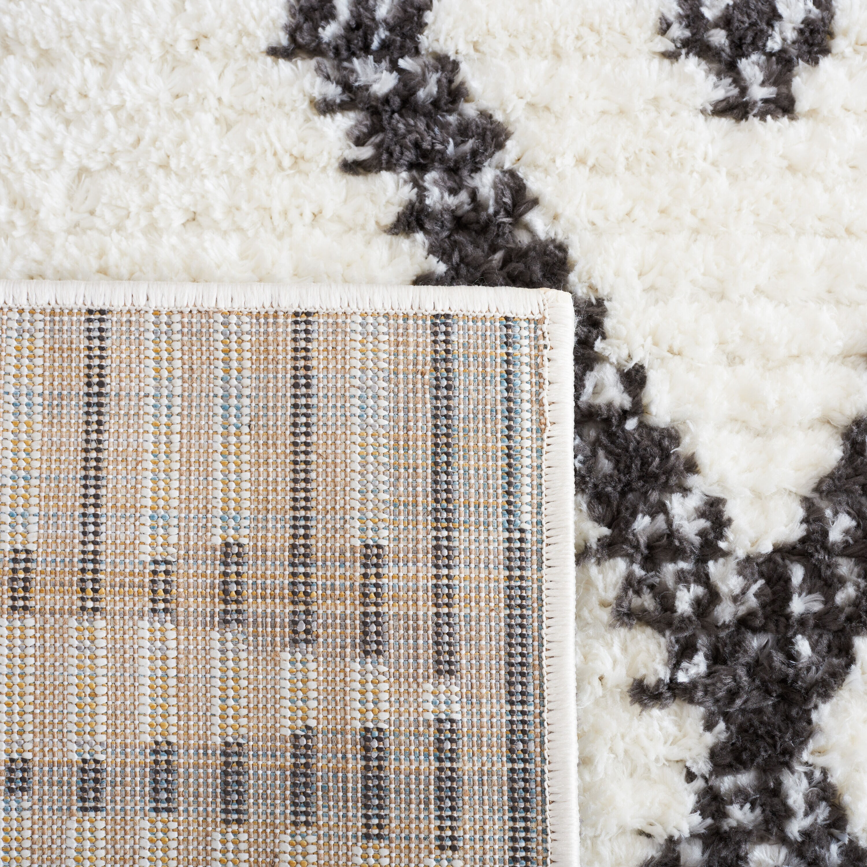 Ivory and Dark Grey Synthetic 9' x 12' Reversible Area Rug