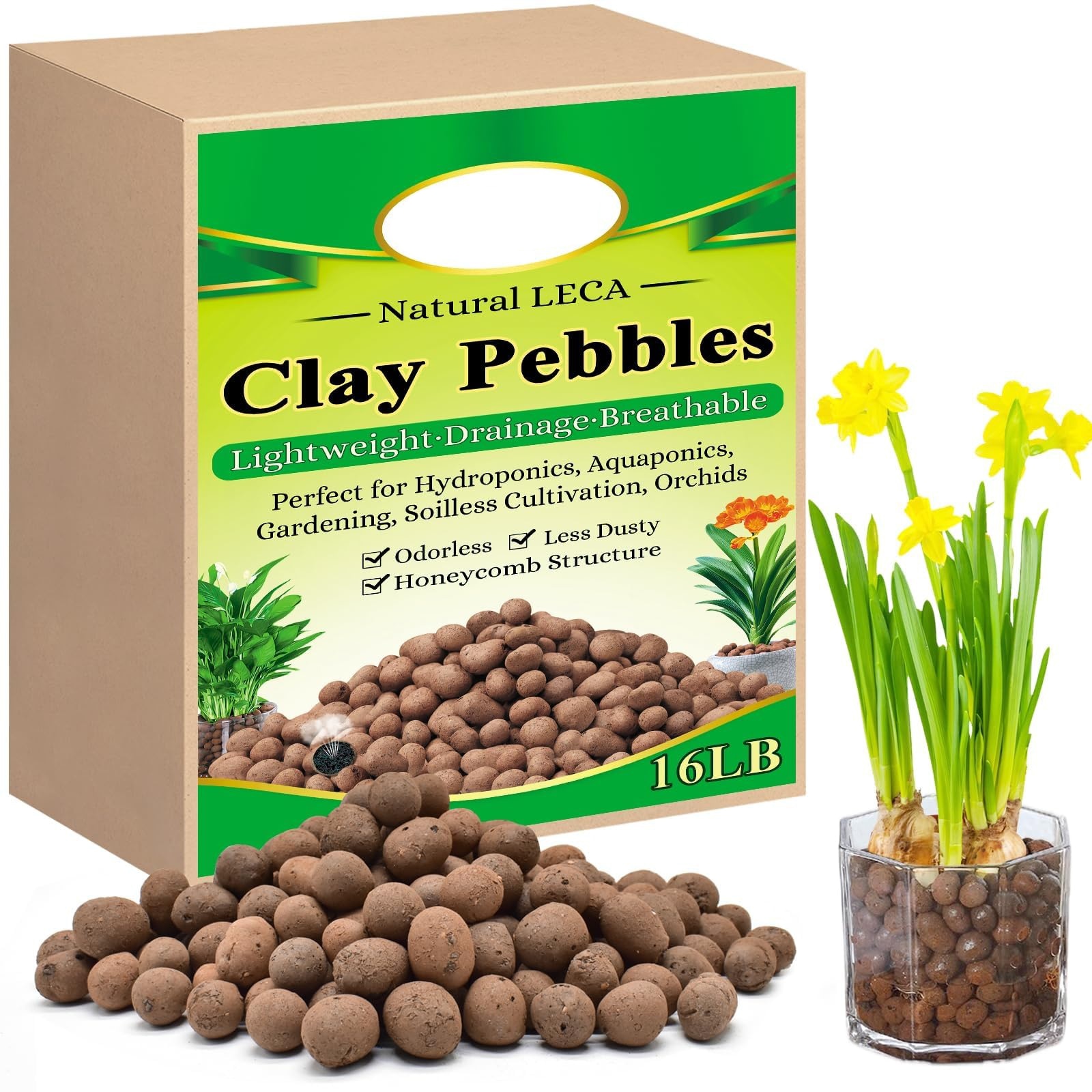 ITOPFOX 16LB Organic Clay Pebbles Set 4mm to 16mm Lightweight Leca for ...