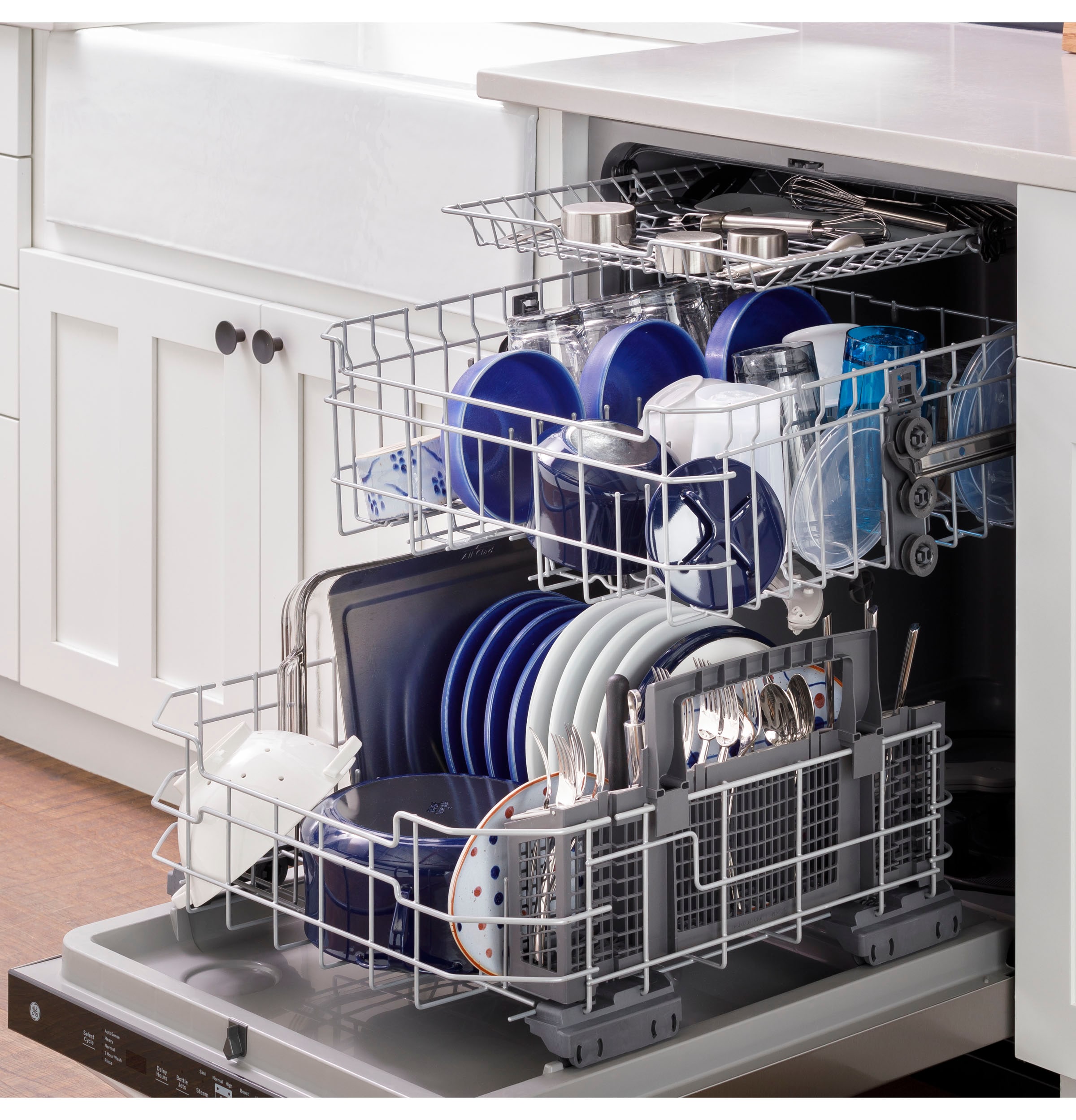 GE Dry Boost Top Control 24-in Built-In Dishwasher With Third Rack