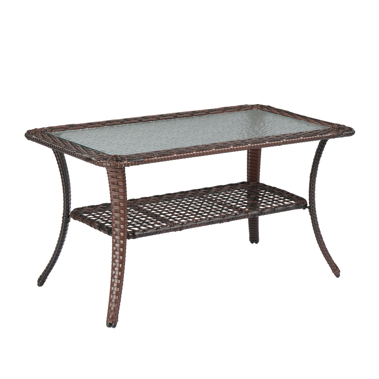 Winado LO1G56001131 Coffee Table Rectangle Wicker Outdoor Coffee 21.85 W x 39.76-in L