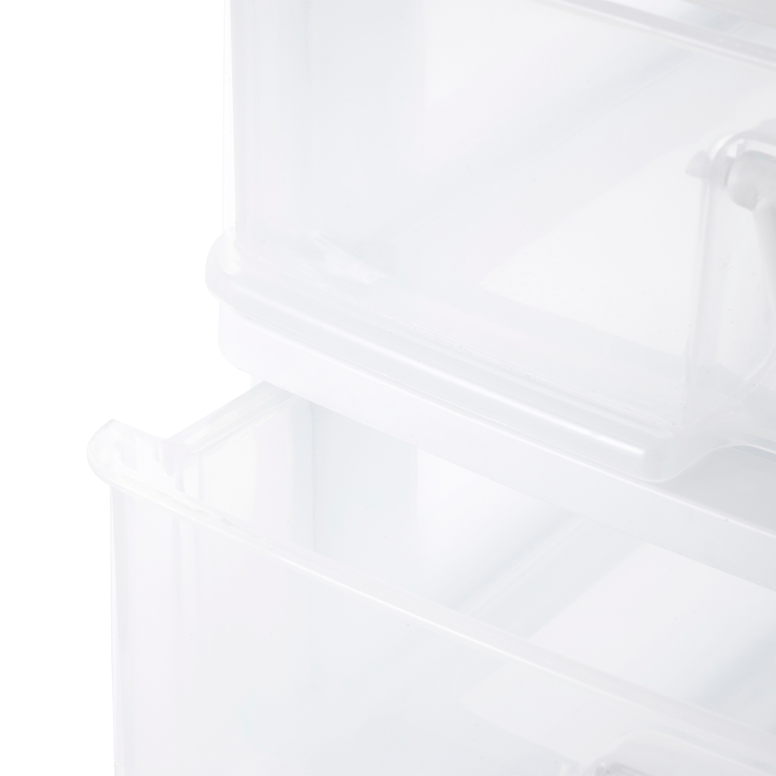 White Clear Plastic 2-Drawer Desk Organizer with Flip Top