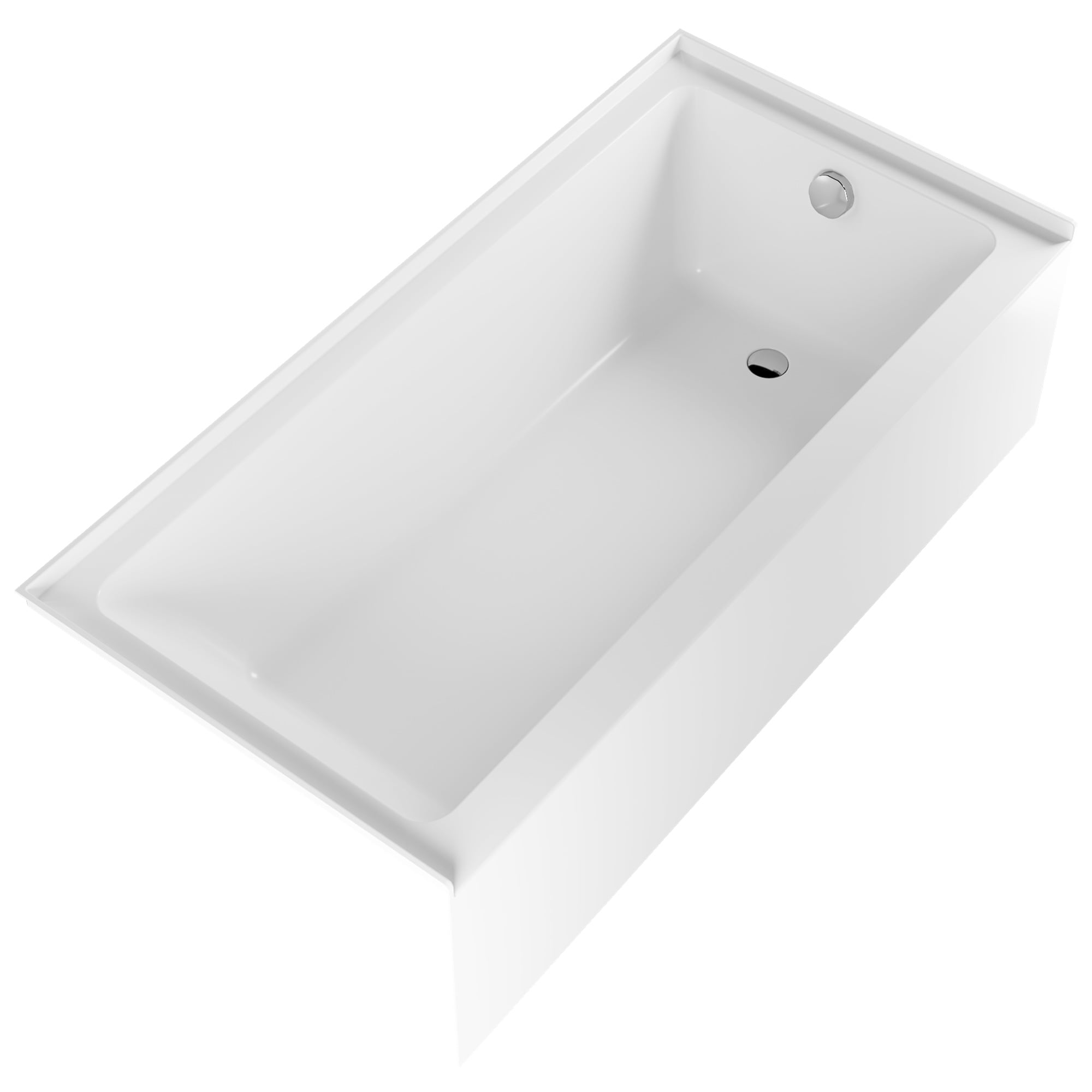 60" White Acrylic Rectangular Alcove Soaking Bathtub with Chrome Drain