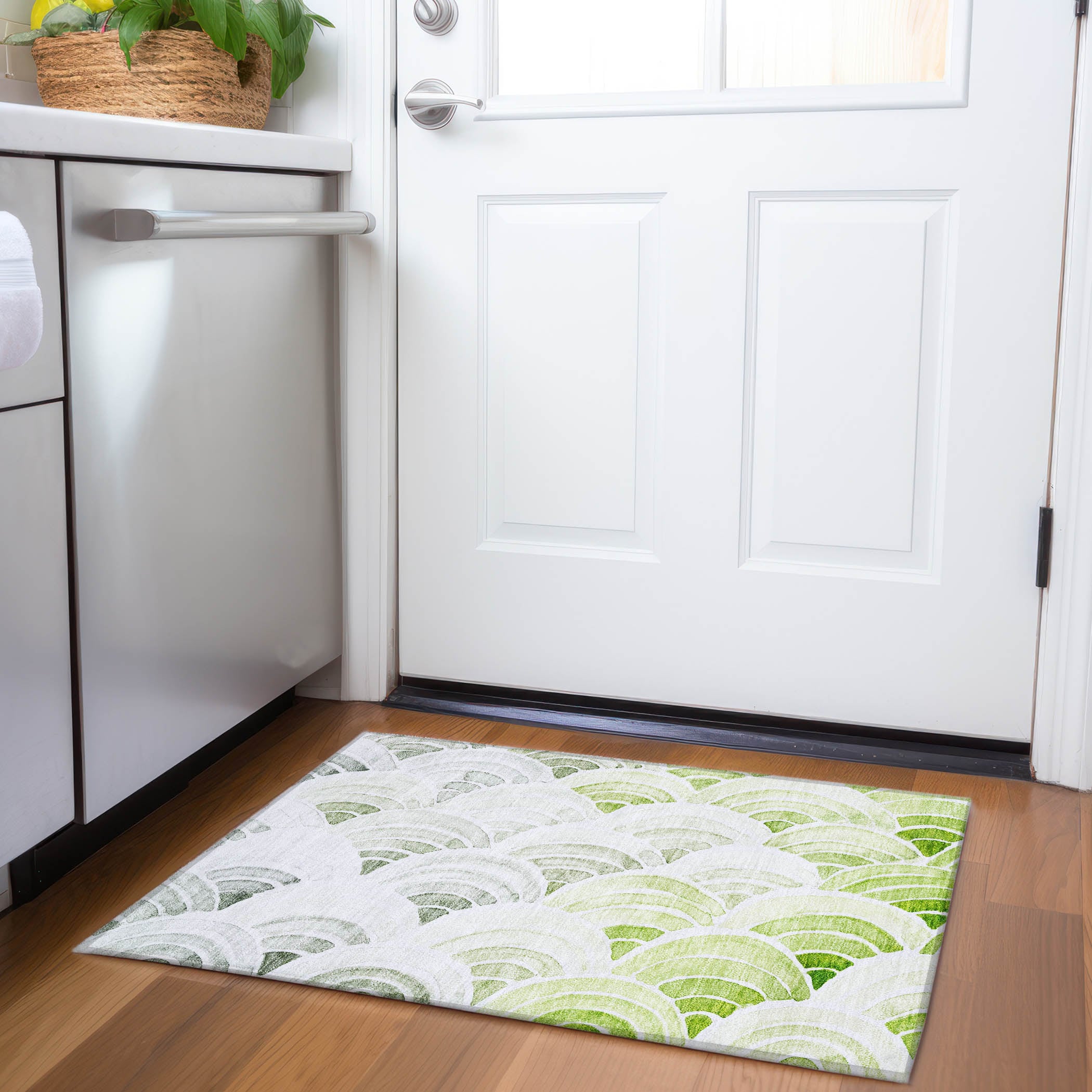Addison Rugs AMF184GN20X30 Mayfield AMF184GN 2 x 3 (ft) Loomed Polyester Green Rectangular Indoor Geometric Machine washable Area rug