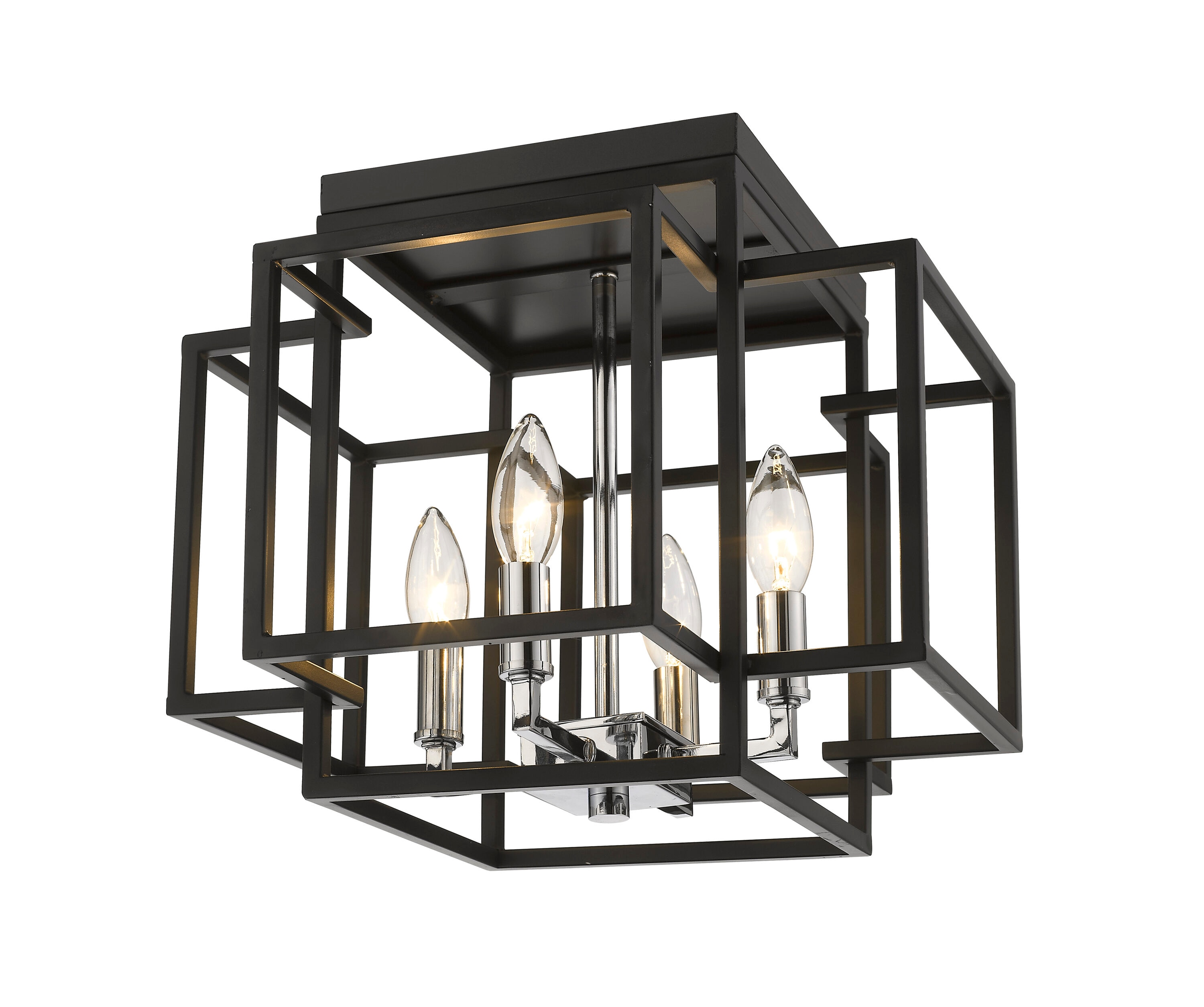 Z-Lite 454F-BK-CH Titania 4 -Light 14-in Matte Multiple colors/finishes Flush Mount Light
