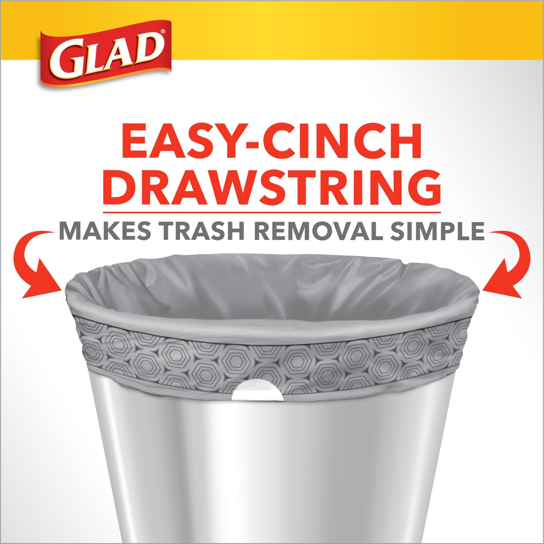 Glad with Clorox 8-Gallons Lemon Fresh Bleach Gray Plastic Wastebasket Drawstring  Trash Bag (26-Count) in the Trash Bags department at
