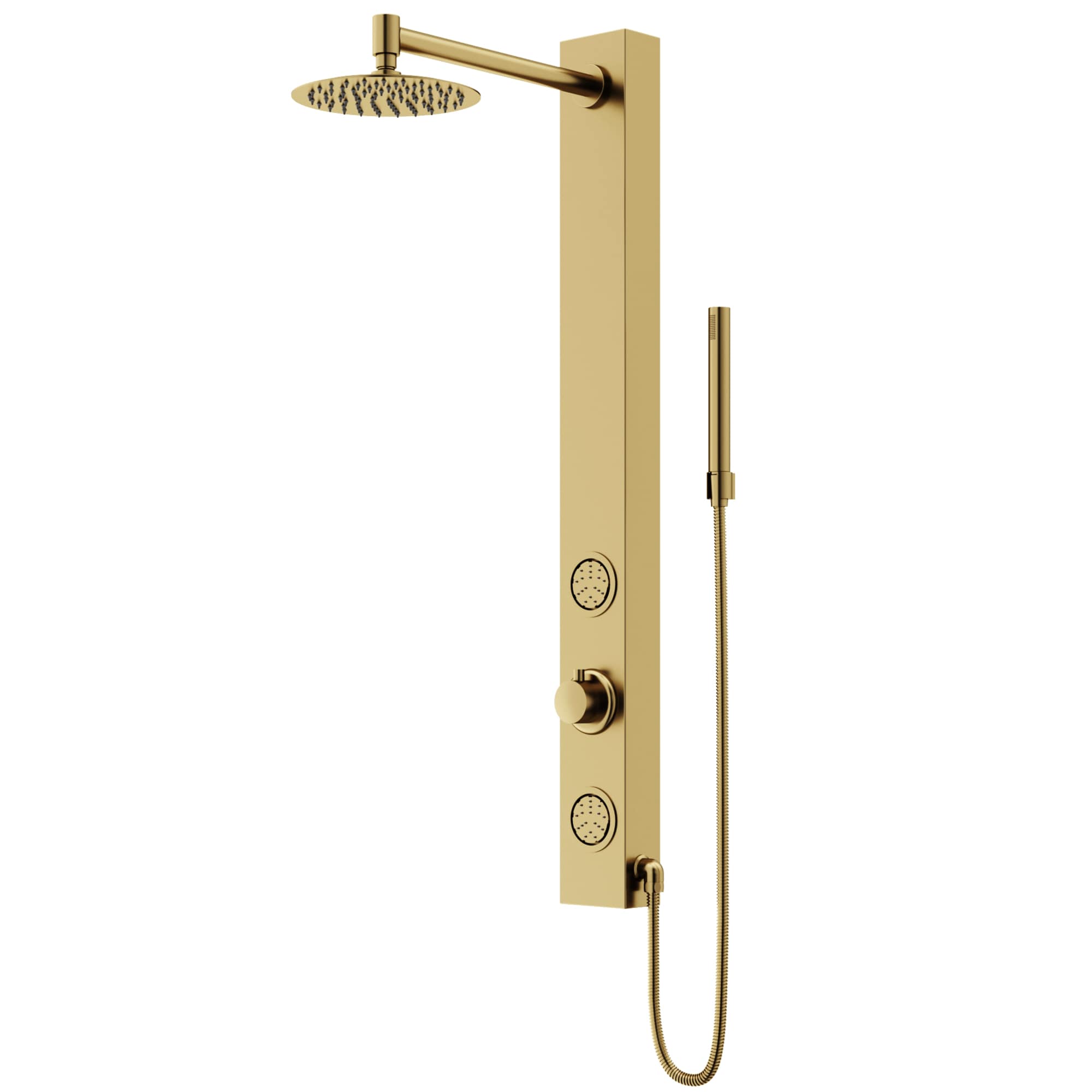 VIGO VG08016MG Gardenia 1 -Spray Matte Brushed Gold 8-in Round Dual/Combo High Pressure Rain Shower Head 1.8 GPM