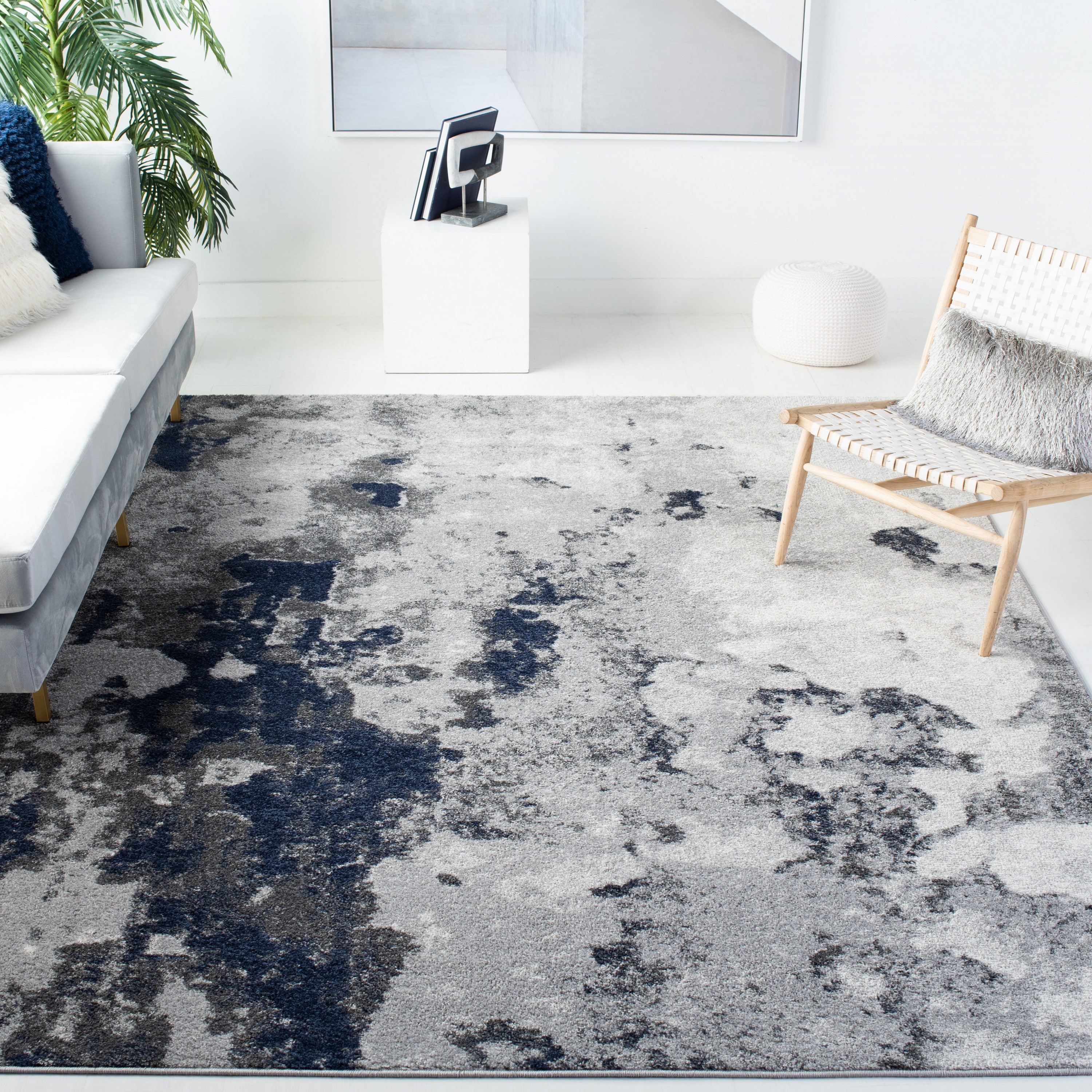 Safavieh ADR134N-10 Adirondack Alona 10 x 14 (ft) Loomed Polypropylene Navy/Gray Rectangular Indoor Abstract Bohemian/Eclectic Area rug