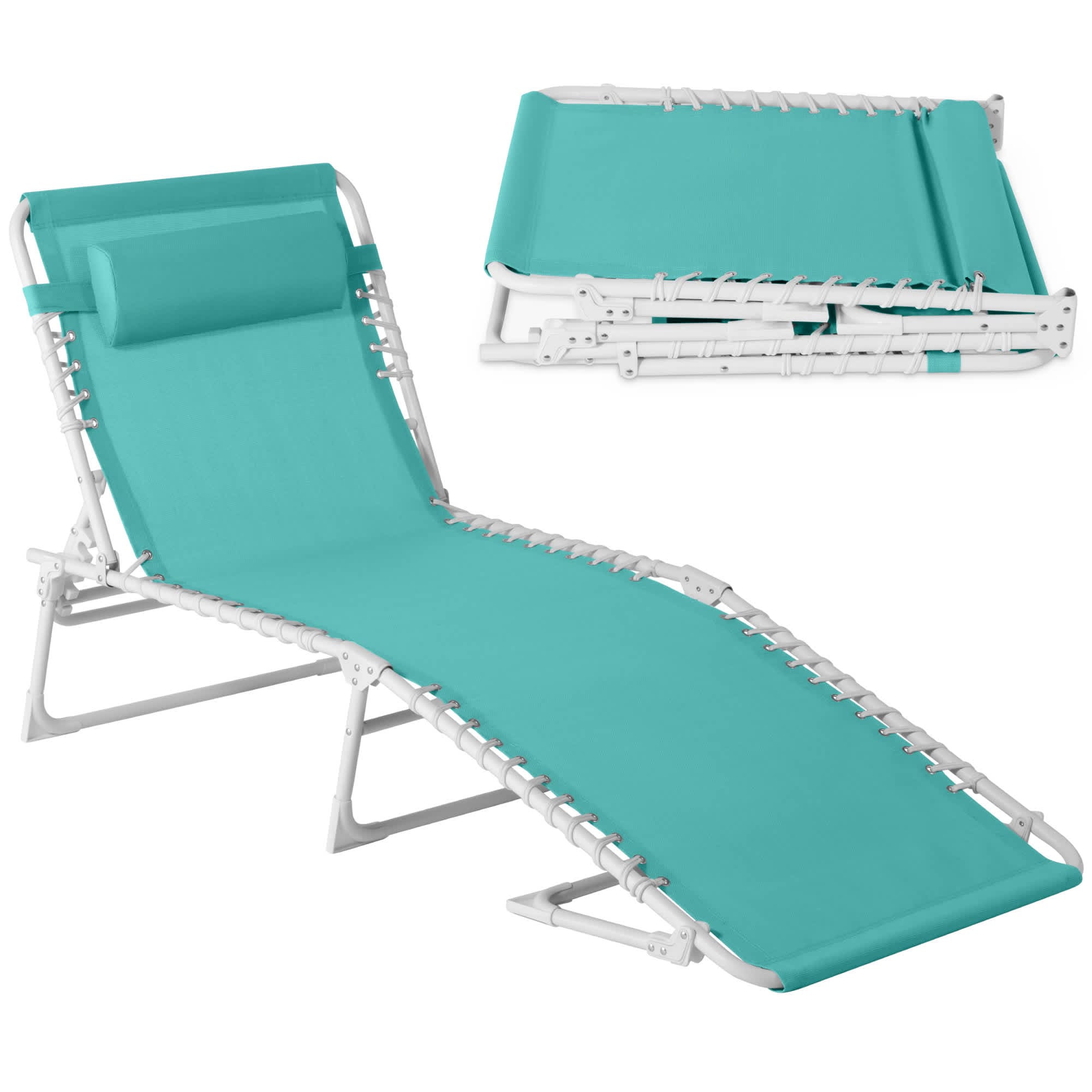 Best Choice Products - Patio Chaise Lounge Chair Outdoor Portable Adjustable Pool Recliner w/ Pi...