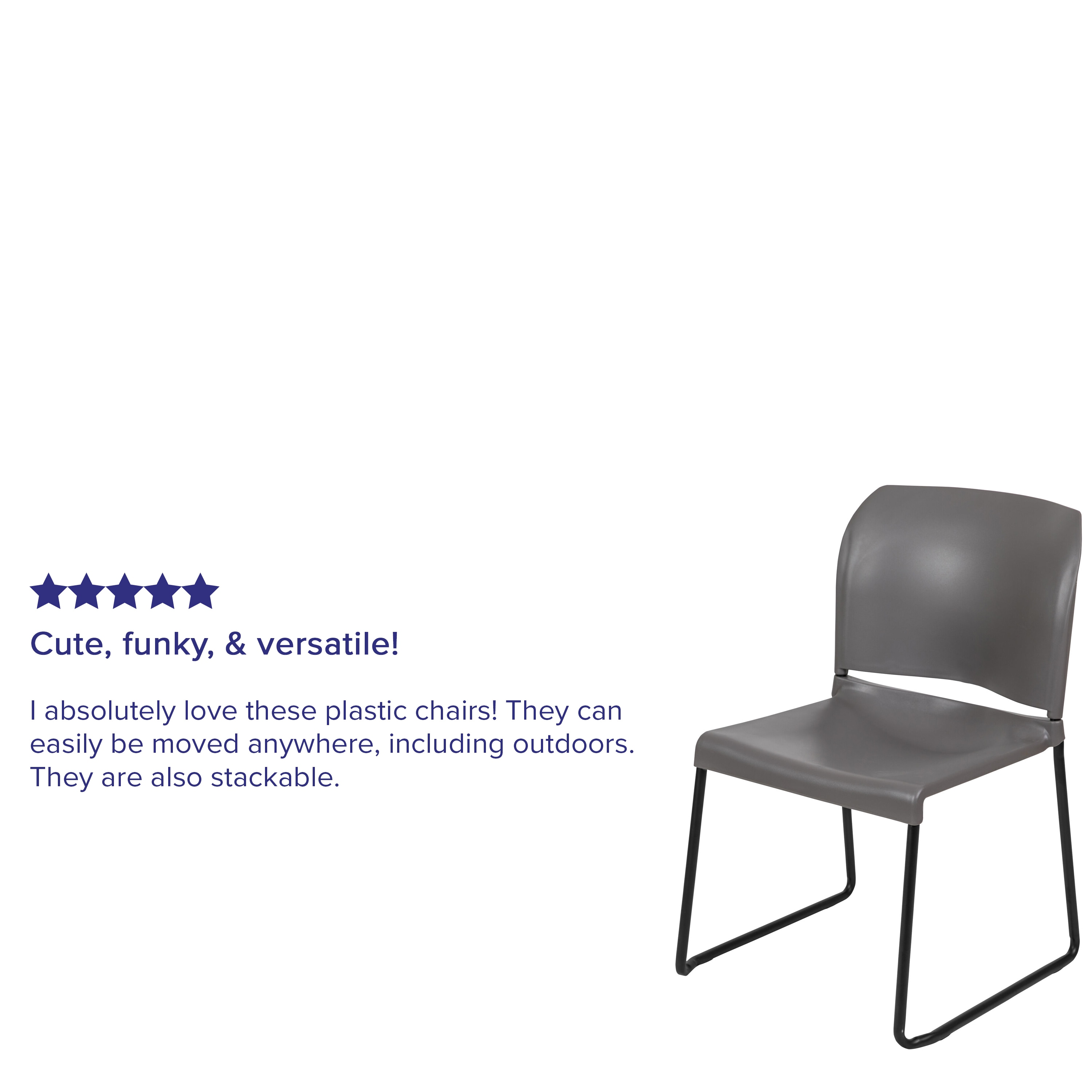 Gray Metal Armless Stacking Chair with Full Back