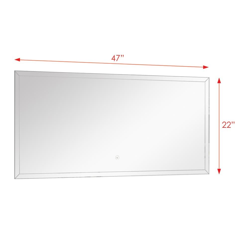 Transolid Finn 47.24-in x 21.65-in Lighted Silver Frameless Bathroom ...