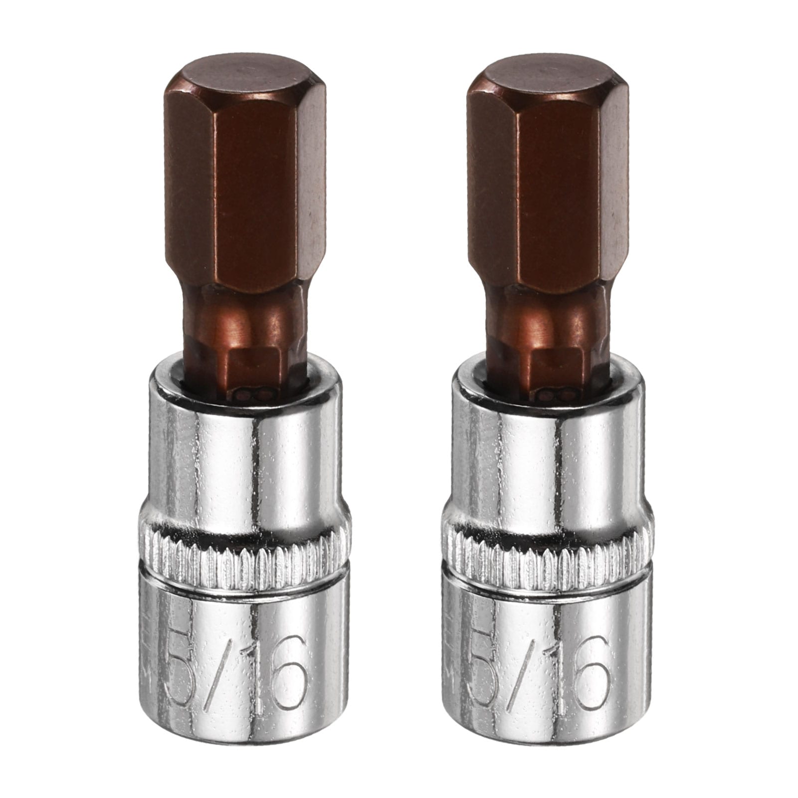 Harfington 2pcs 5/16 Inch Hex Bit Socket 1/4 Inch Square Drive SAE Extension Impact Bit Power Nut Driver Set S2 and CR-V Steel Socket Ratchet Wrench Bits
