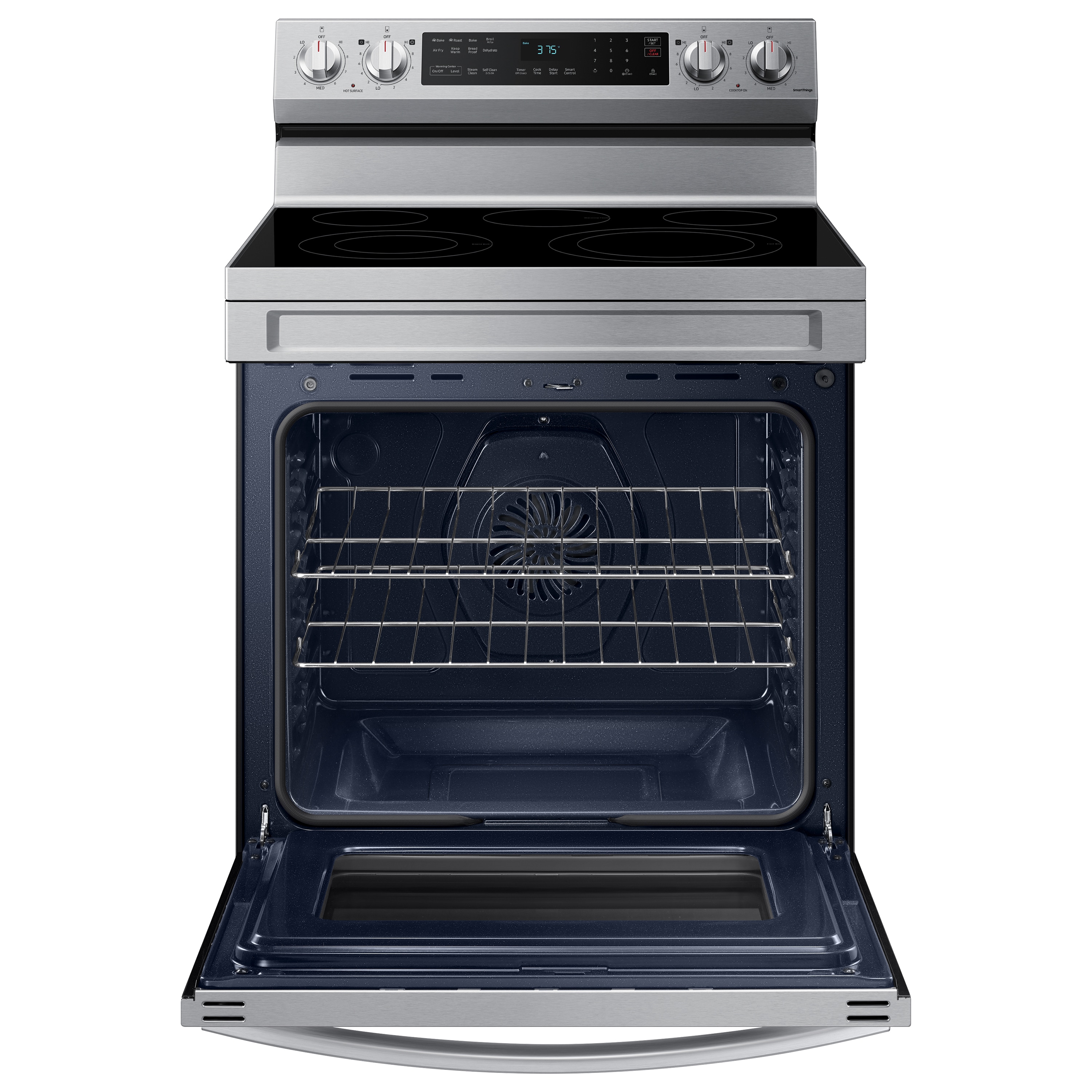 Samsung 30-in Glass Top 5 Elements 6.3-cu ft Self-Cleaning Air Fry Convection  Oven Freestanding Smart Electric Range (Fingerprint Resistant Stainless  Steel) in the Single Oven Electric Ranges department at