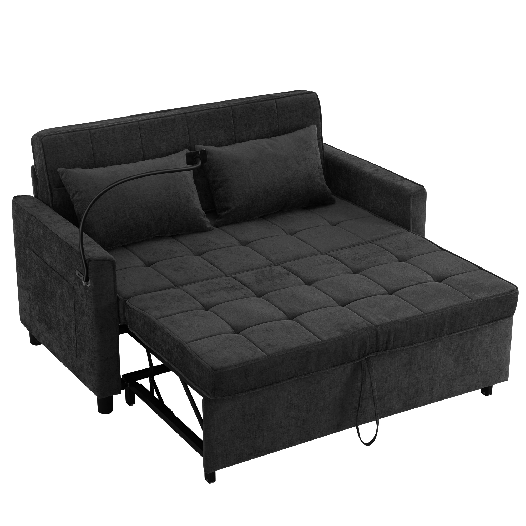 Flynama Black Contemporary/Modern Chenille Full Sofa bed