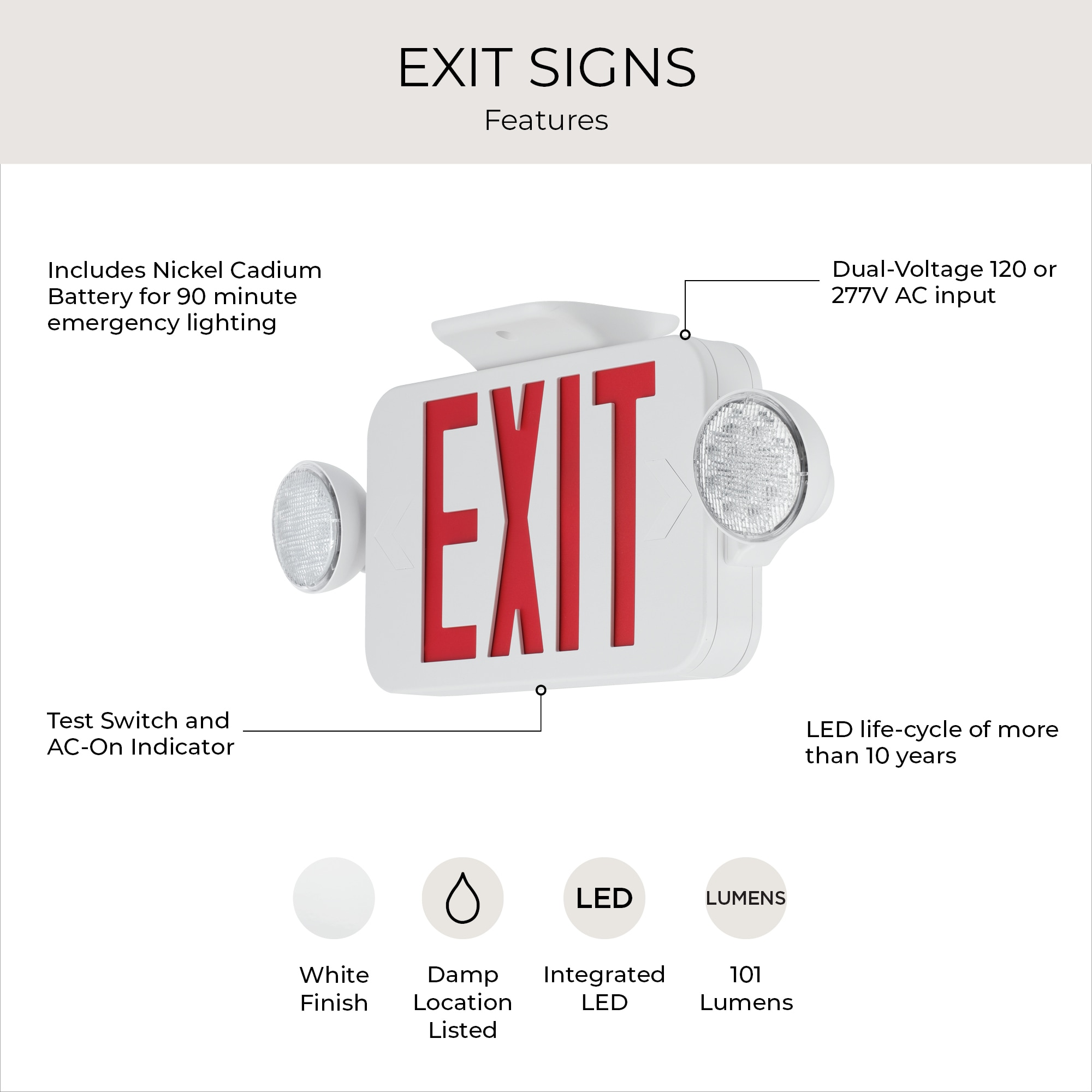 Progress Lighting PECUE-UR-30 Emergency-Exit-Lighting - View #3