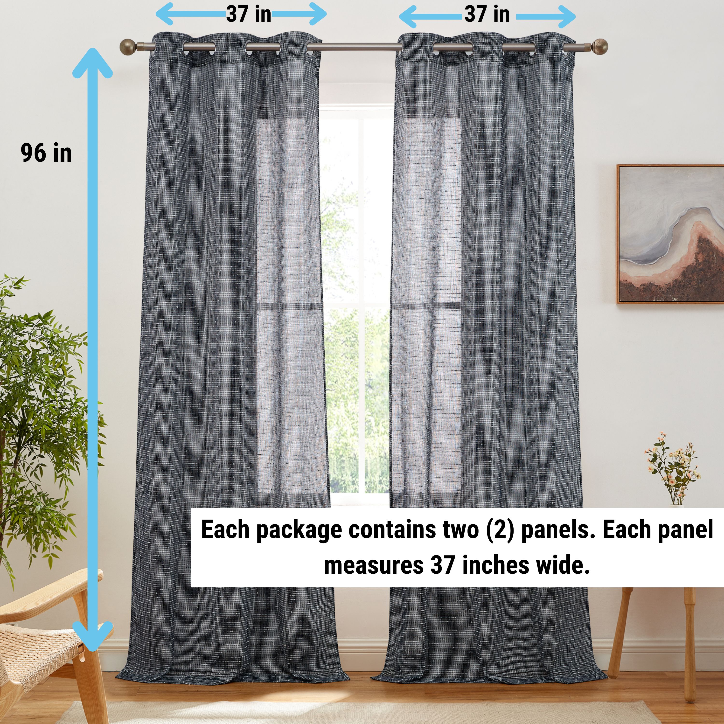 HLC.me EMLY-37X96NAVY curtains - View #2