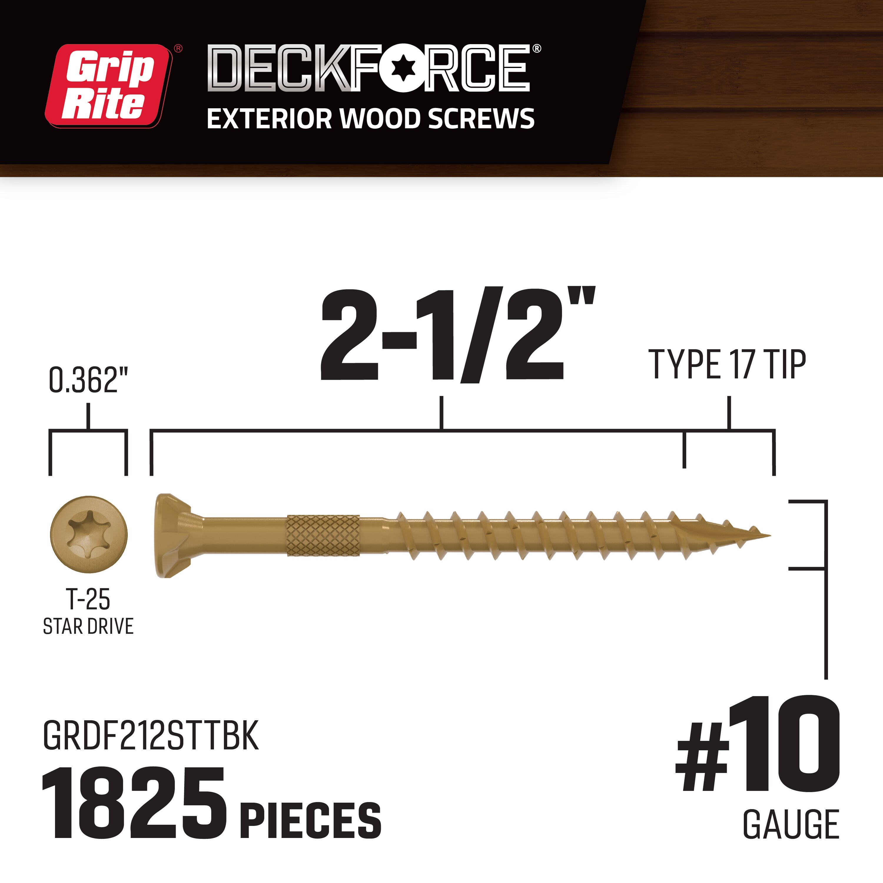 DeckForce by Grip Rite GRDF212STTBK Deck-Screws - View #2