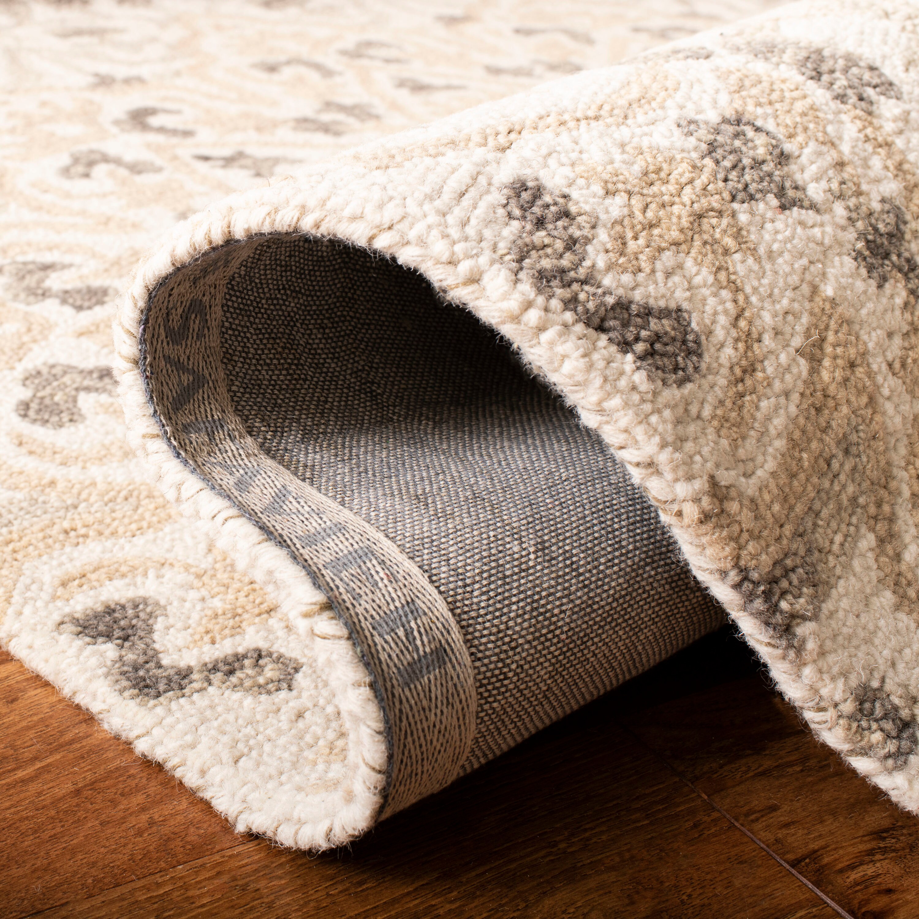 Ivory Taupe 6' x 6' Square Hand Tufted Wool Rug