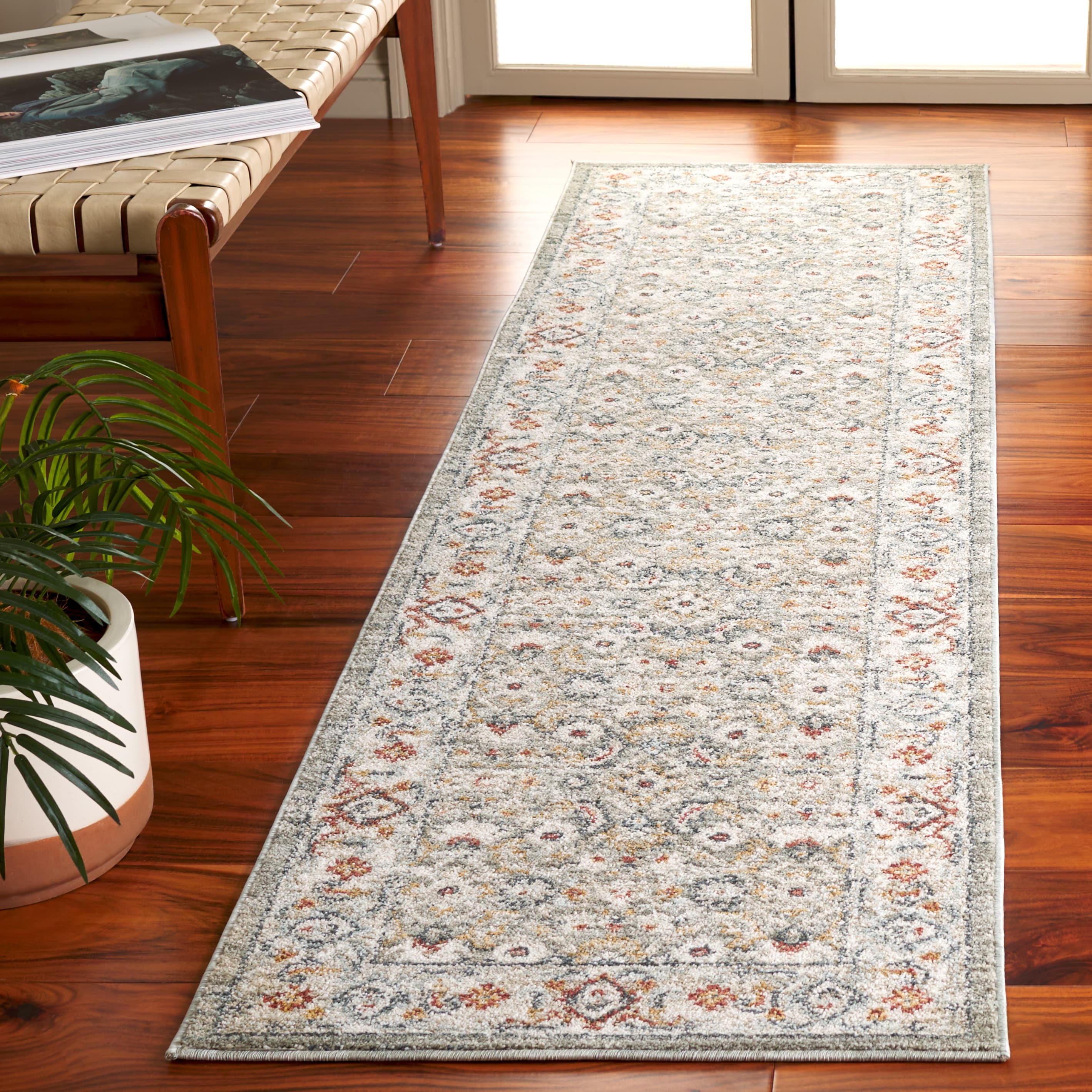 Avalon 210F Grey/Light Blue 2ft-2in x 8ft Runner Rug