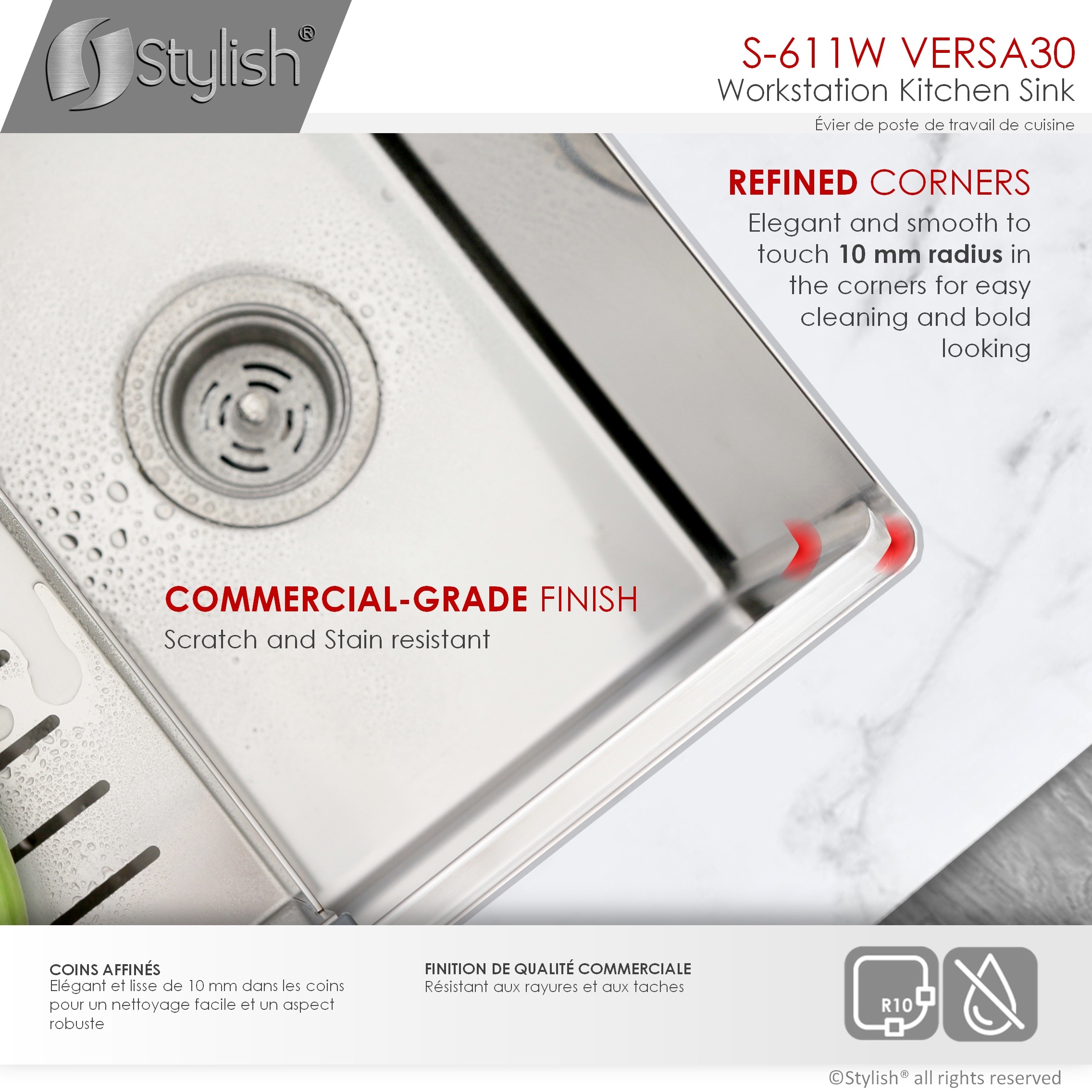 Stylish S-611W1 Kitchen-Sinks - View #4