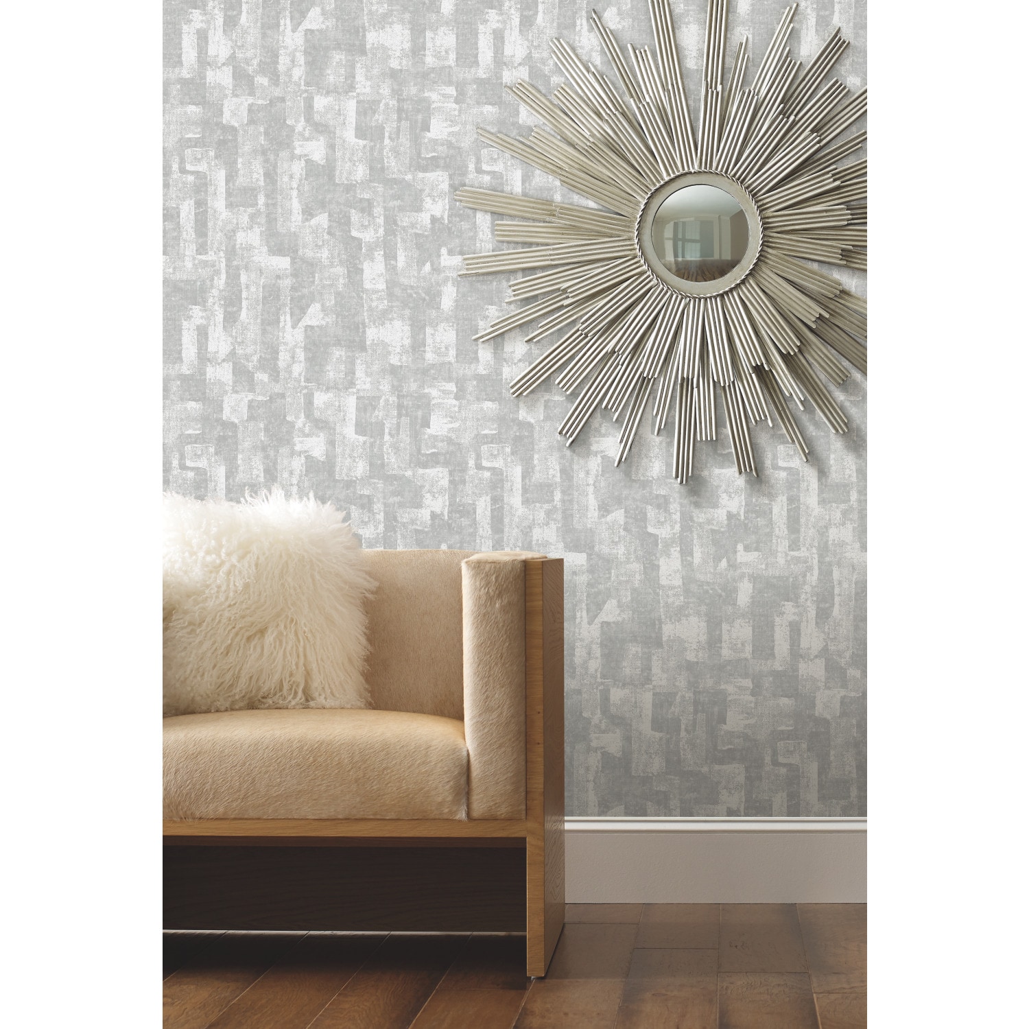 RoomMates RMK12217PLW 30.75-Sq. Feet Gray Vinyl Abstract Self-adhesive Peel and Stick Wallpaper