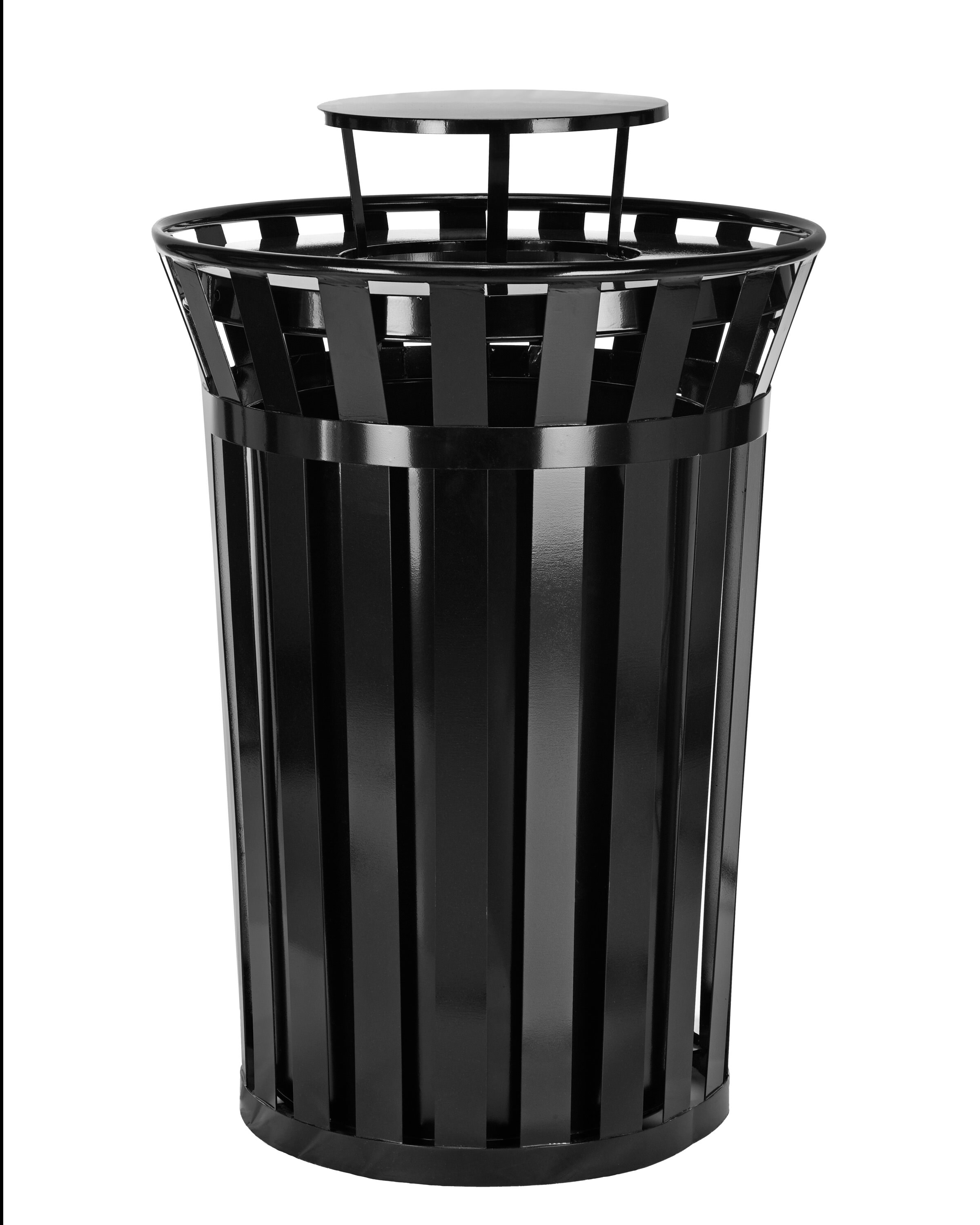 Alpine Industries 38-Gallons Black Steel Commercial Trash Can with Lid ...