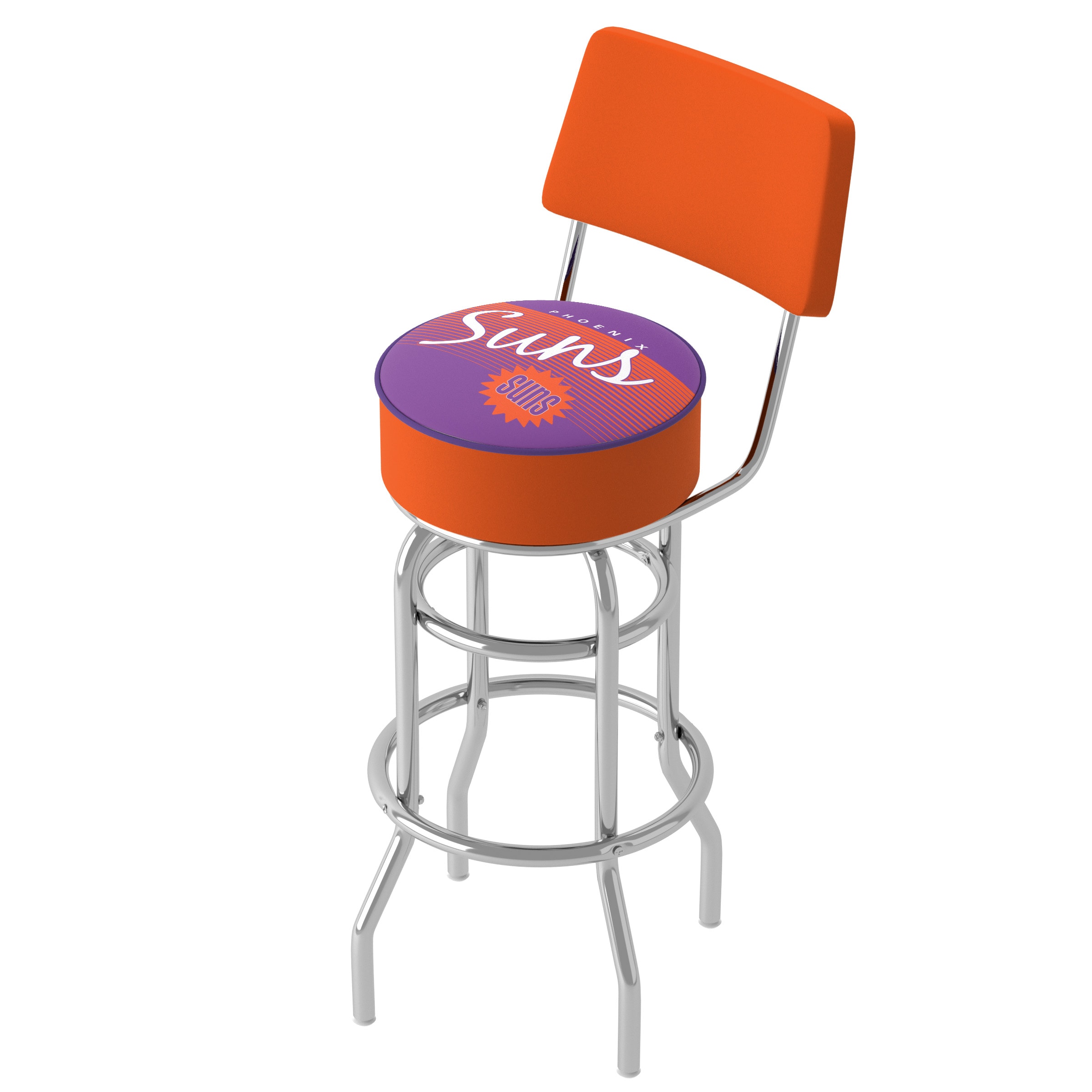 Trademark Gameroom NBA1100HC-PS-TWN Phoenix Suns 31-in H Bar height (28-in to 33-in) Round Seat Upholstered Swivel Metal Back Bar Stool Back