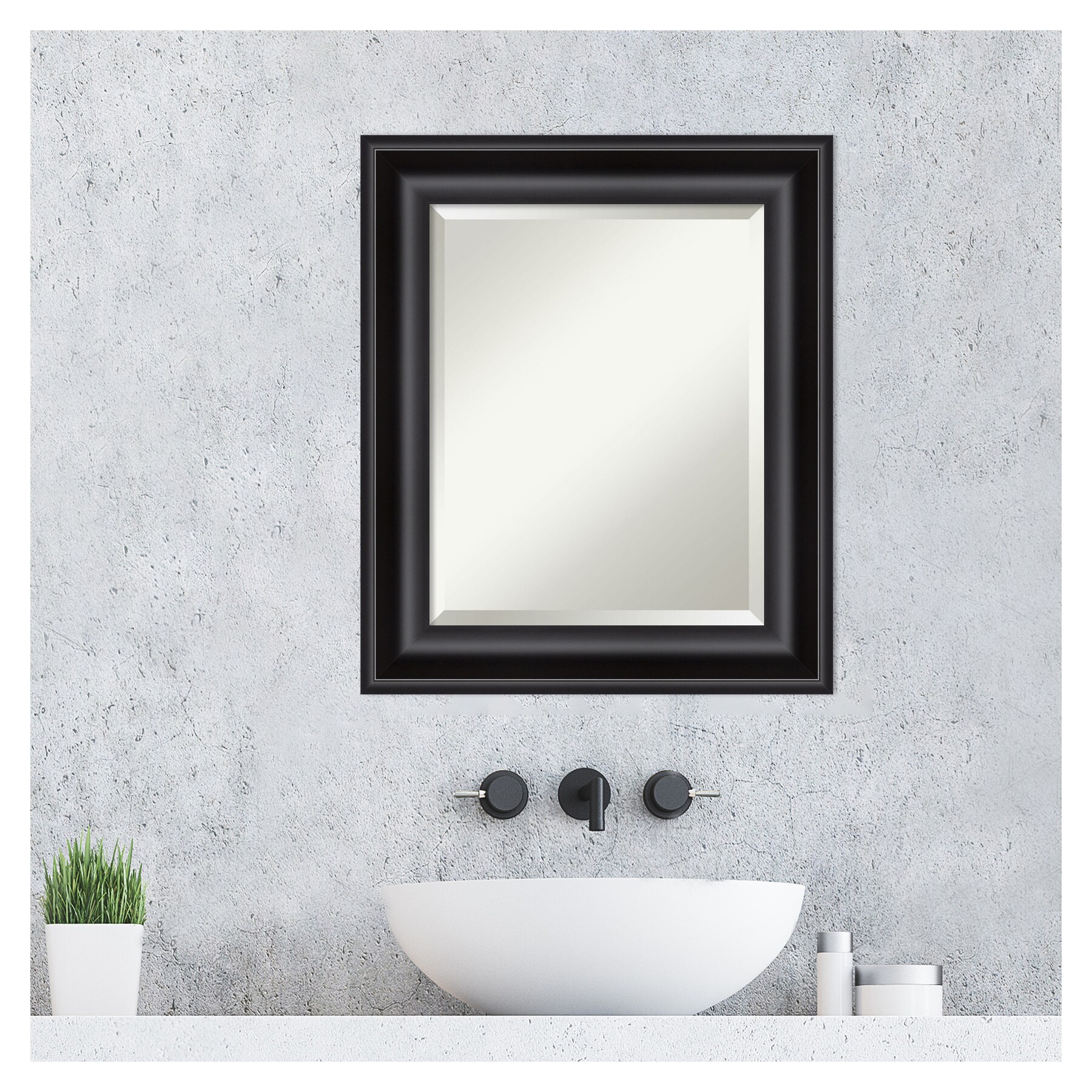 Amanti Art Grand Black Frame 21.75-in x 25.75-in Bathroom Vanity Mirror ...