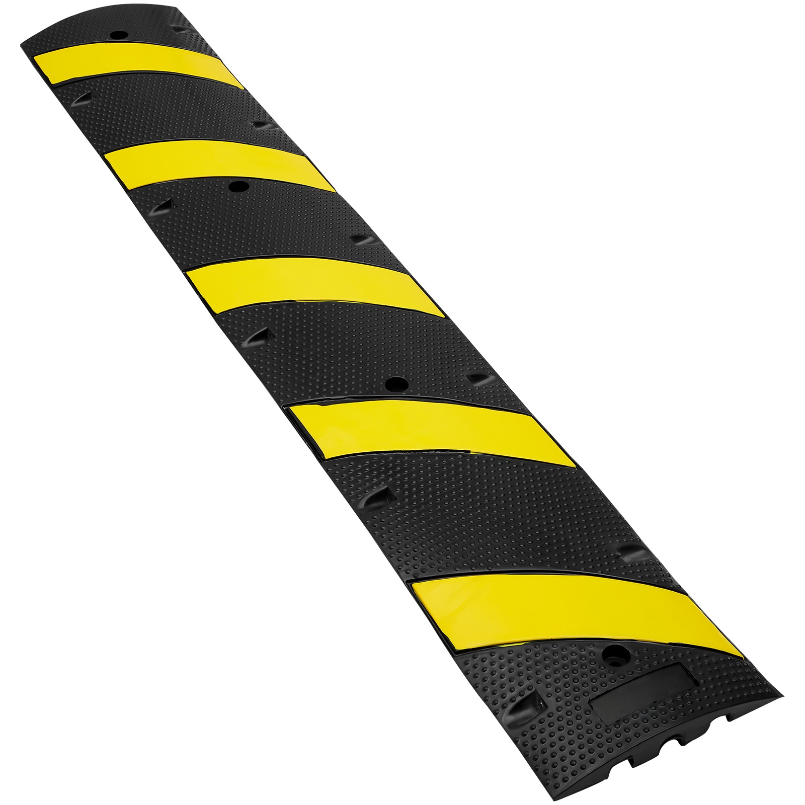 Mecale 2-Pack 2 Channel Rubber Speed Bump Cable Protector Ramp 22000 lb Axle 72-in Black and Yellow