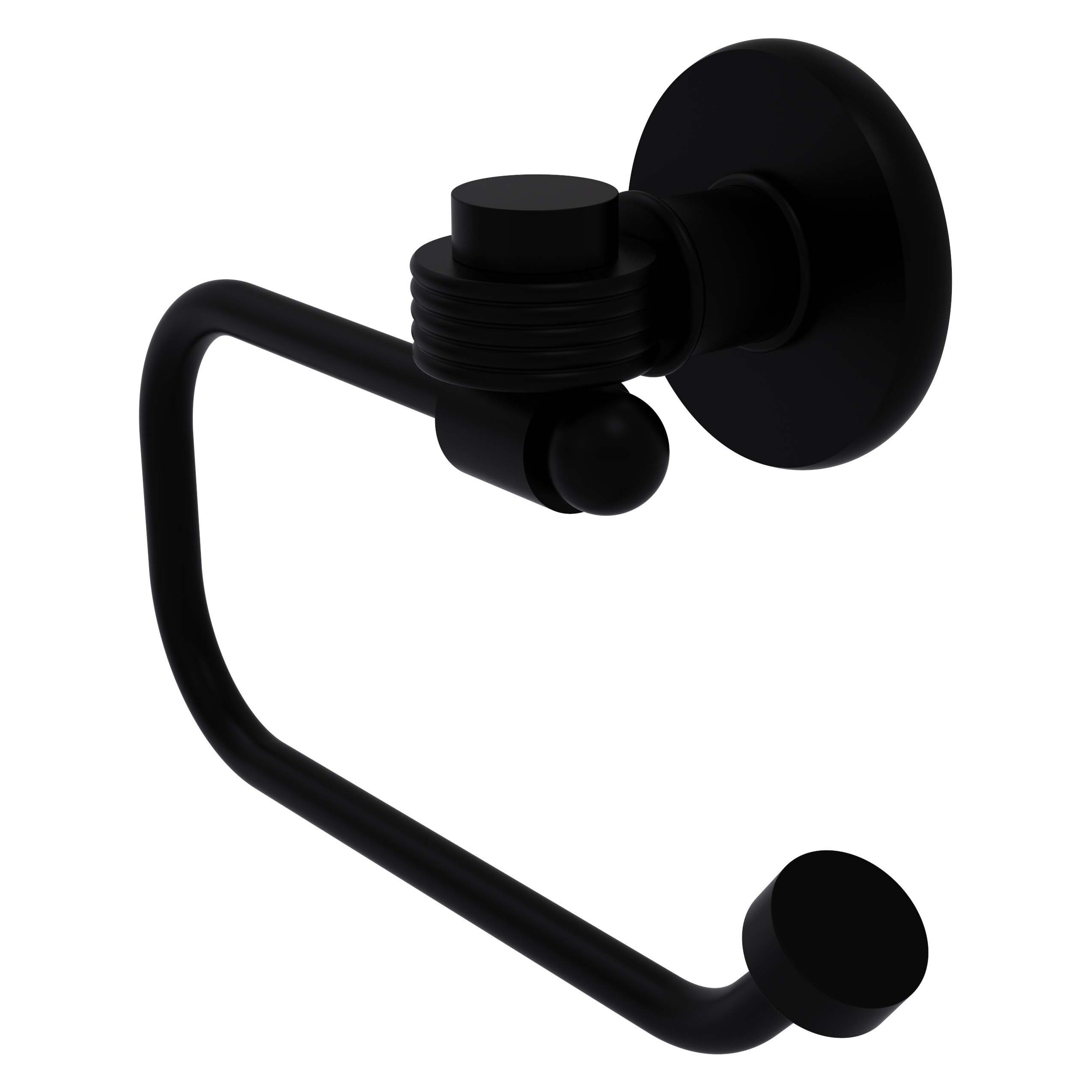 Allied Brass 2024EG-BKM Continental Matte Black Wall mount Single post Toilet Paper Holder 1 -Rolls with Storage