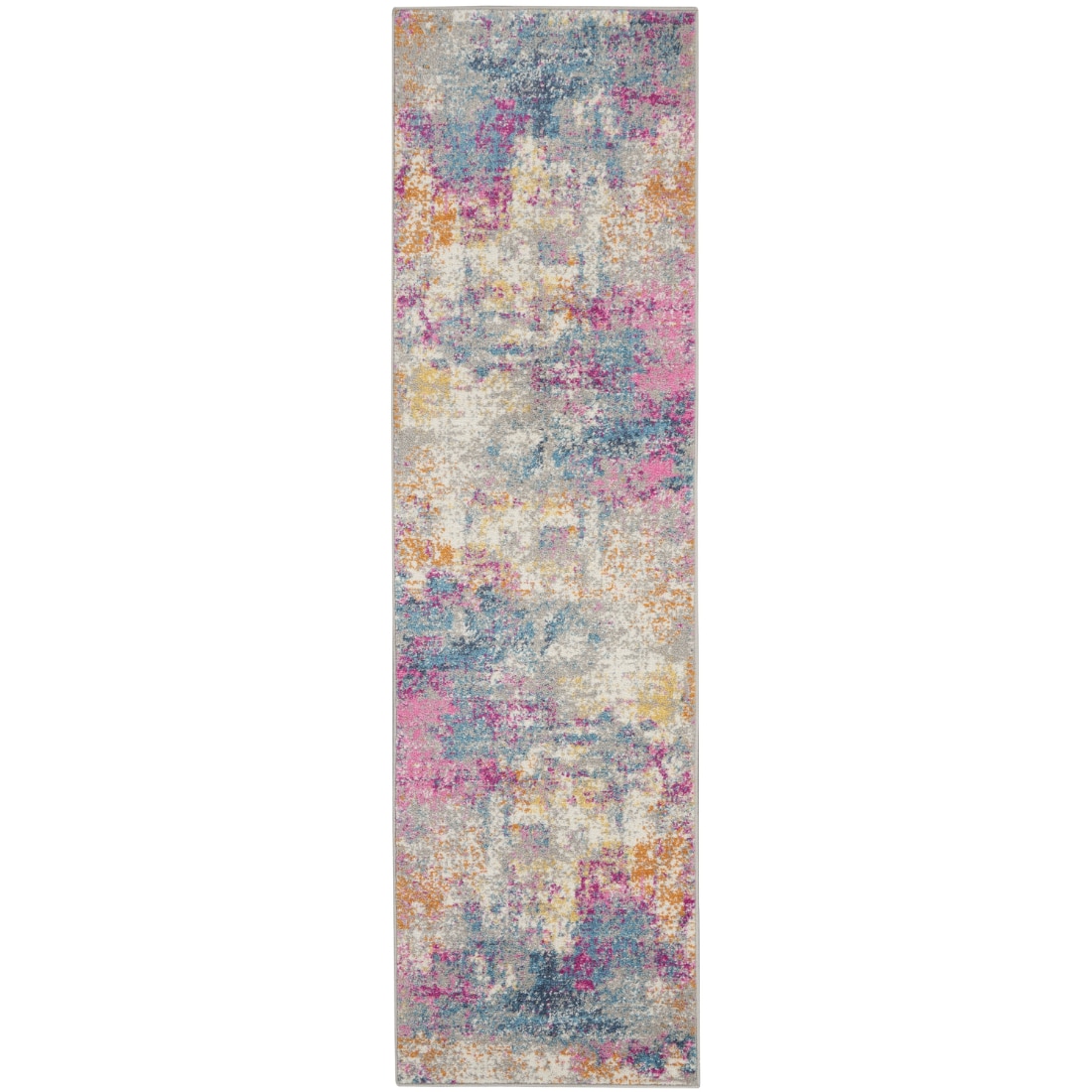 HomeRoots 4000385710 2 x 10 (ft) Polypropylene Ivory Multi Rectangular Indoor Abstract Runner rug