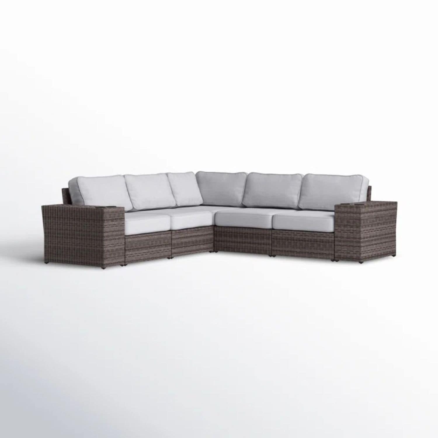 GDFStudio Camden Coastal Farmhouse Wicker Reversible Outdoor Sectional ...